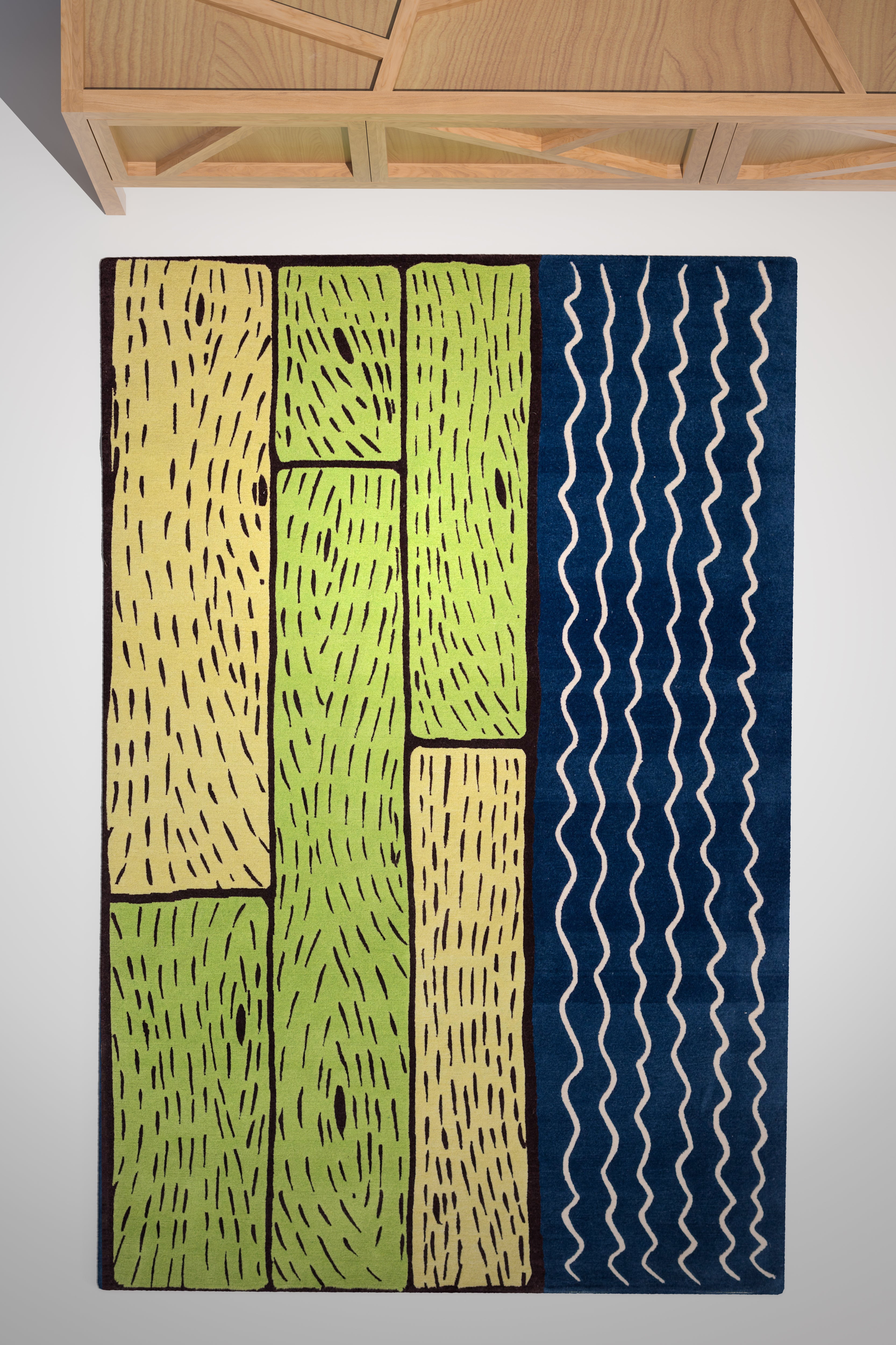 "Sapphire Streams" - Handmade Nepalese Wool Rug, Secret Gardens - image 2