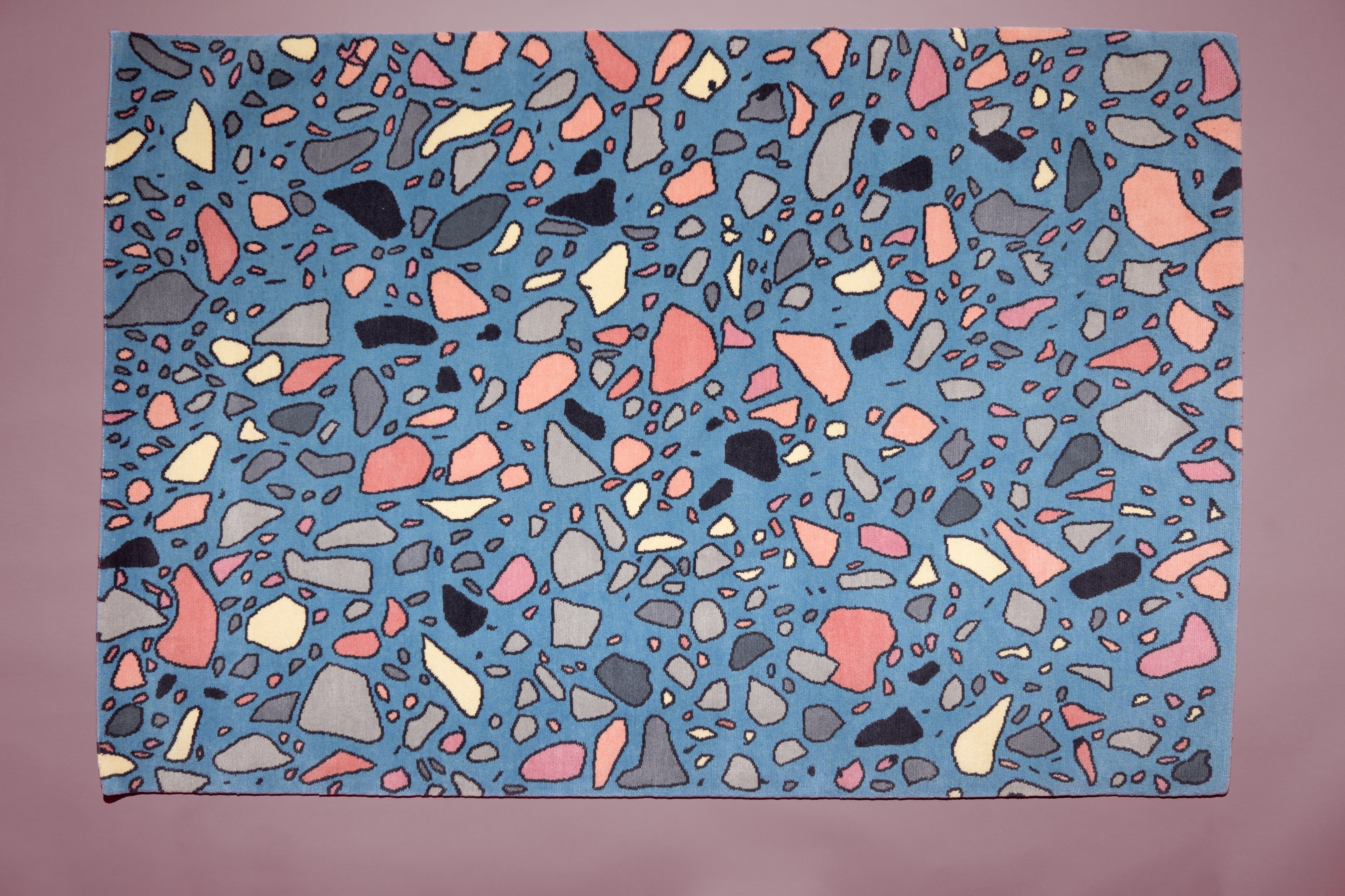 "Mondello" - Handmade Nepalese Wool Rug, Mediterraneo Terrazzo - image 3