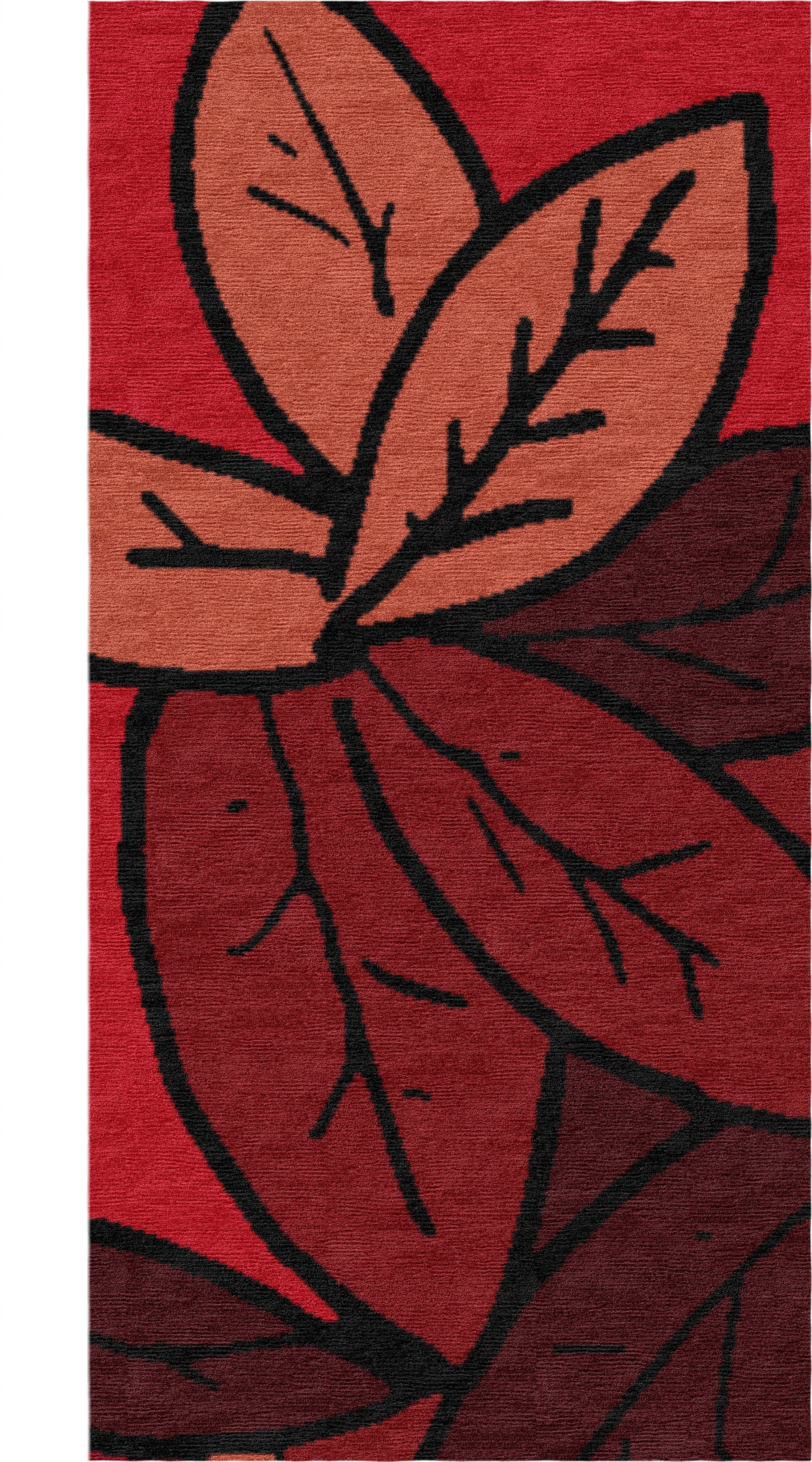 "The Turn" - Autumn Leaves L-Shaped Hand-Knotted Wool Runner - image 2