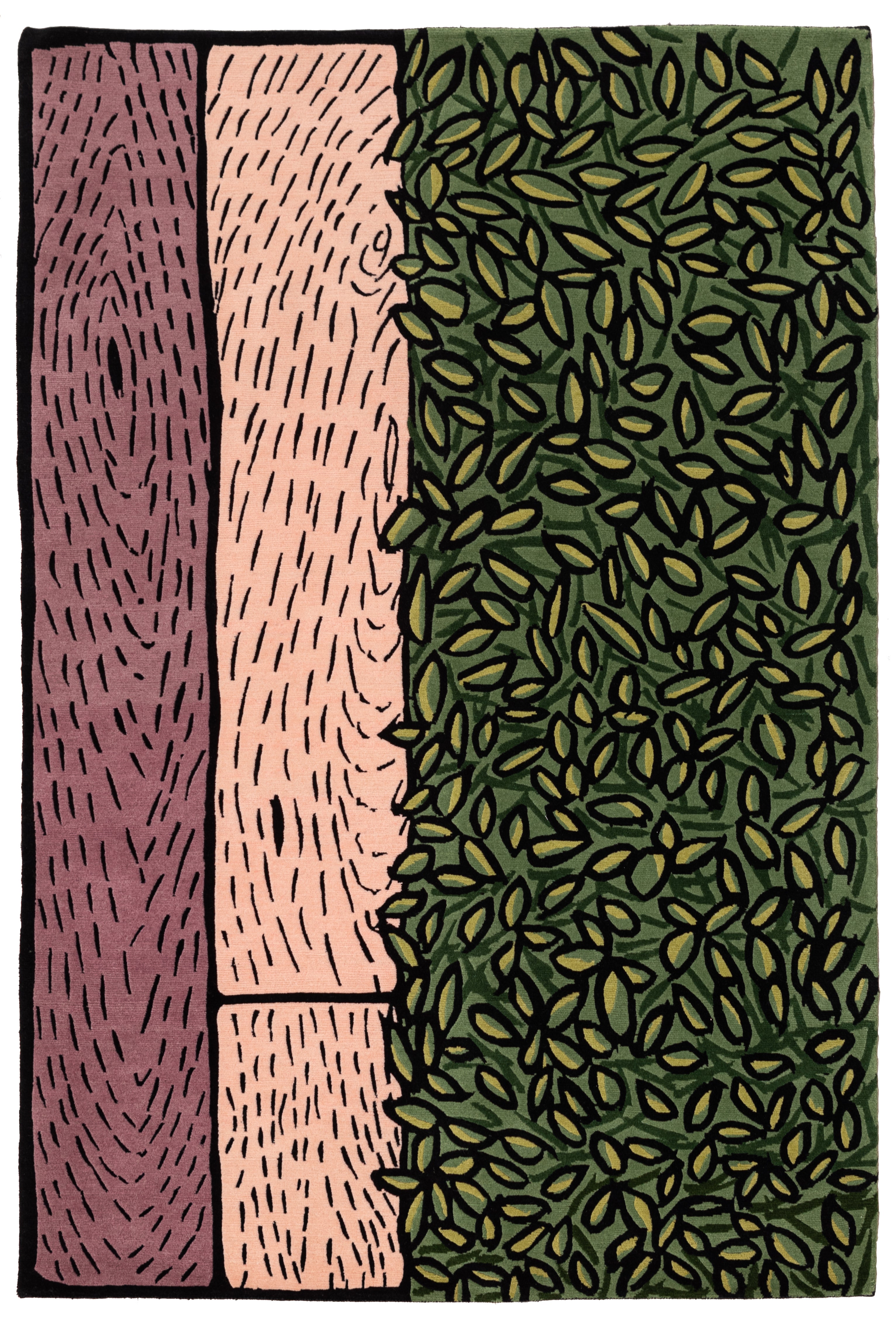 "Rose Realm" - Handmade Nepalese Wool Rug, Secret Gardens