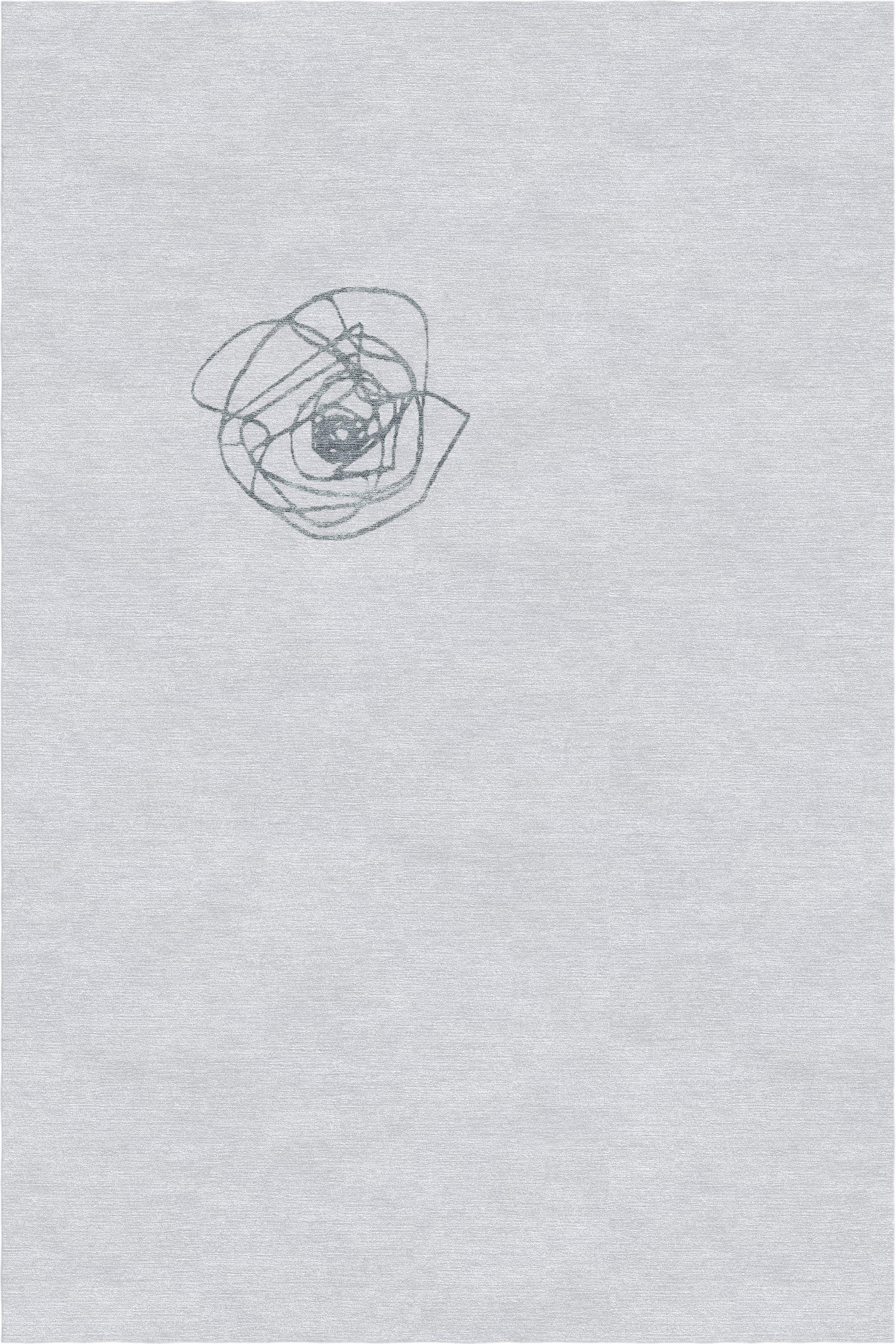 "La Rosa" - Gray Handmade Wool and Silk Rug, La Rosa Collection - image 3