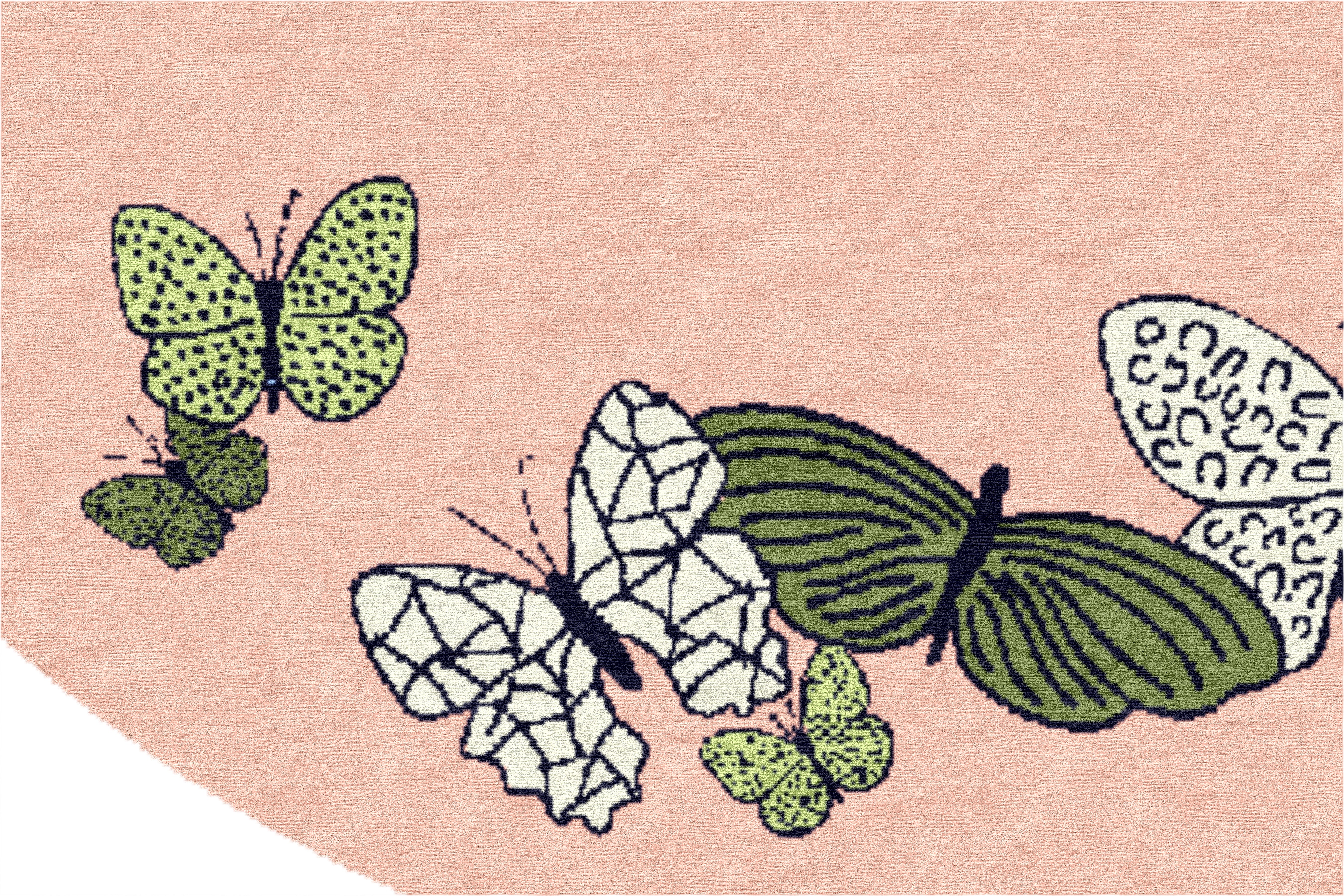 "Spirit in the Sky" - Peach Round Butterfly Rug in Wool and