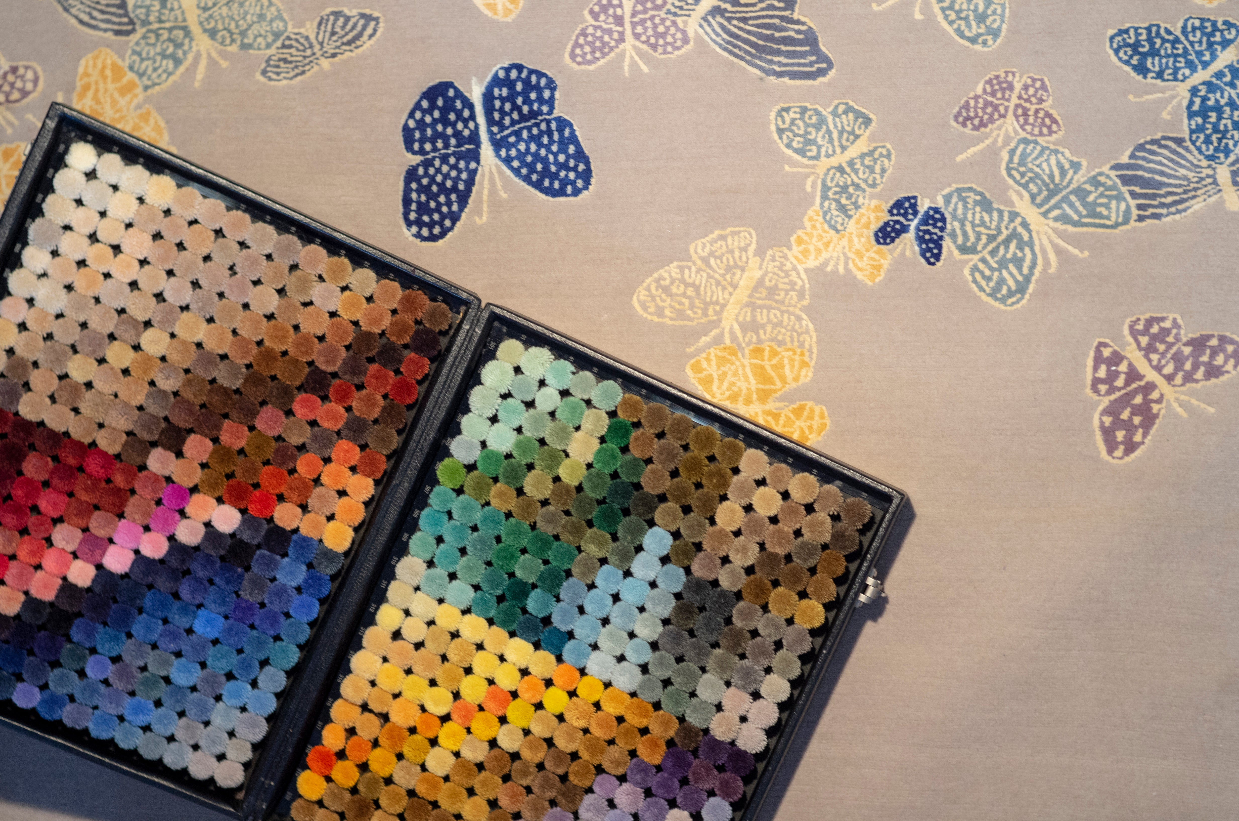 "Spirit in the Sky" - Beige Butterfly Rug in Wool and Silk - image 10