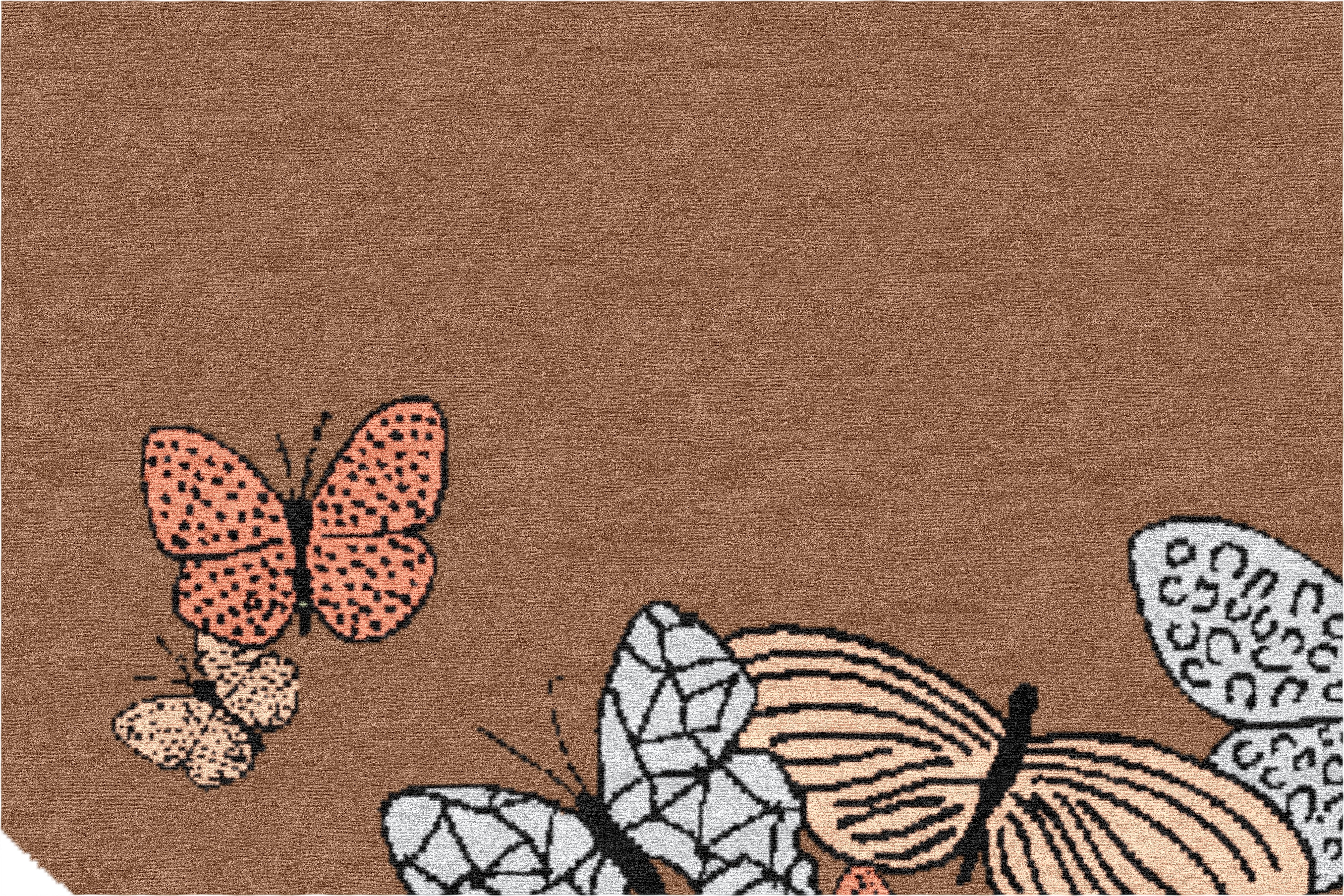 "Spirit in the Sky" - Light Brown Round Butterfly Rug in Wool