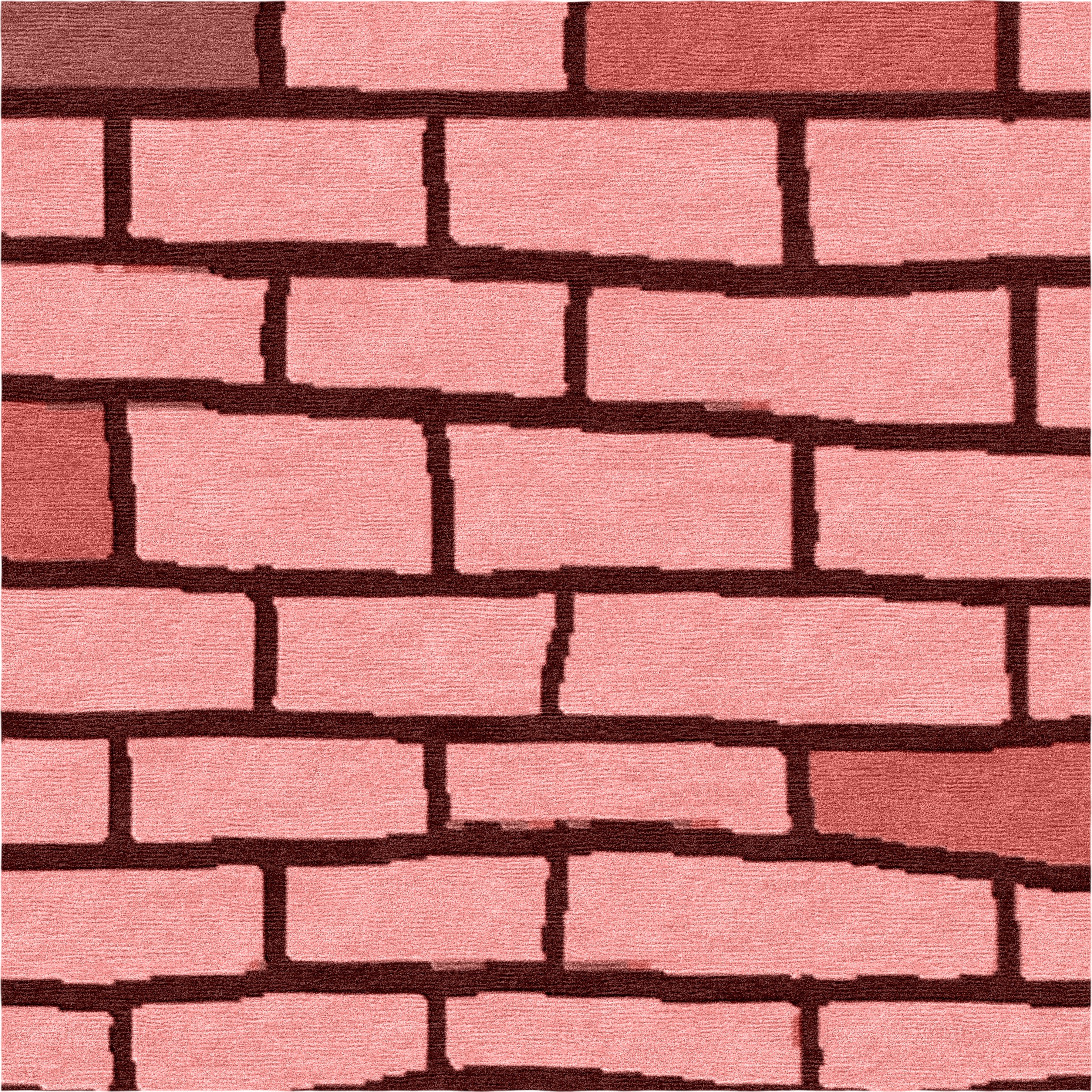Brick Wall - Pink Handmade Nepalese Wool Rug, Secret Gardens - image 2