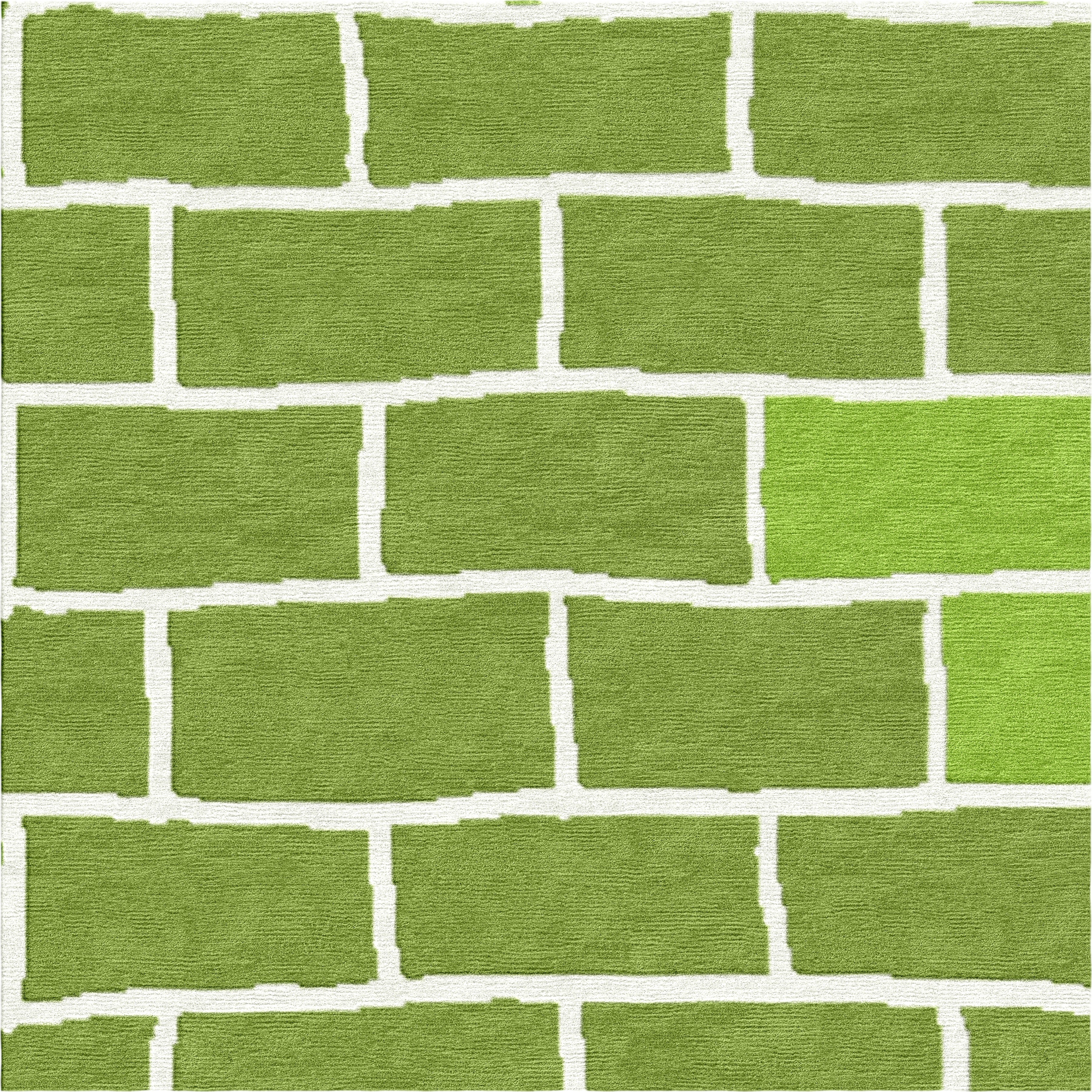 Brick Wall - Lime Green Handmade Nepalese Wool Rug, Secret - image 3