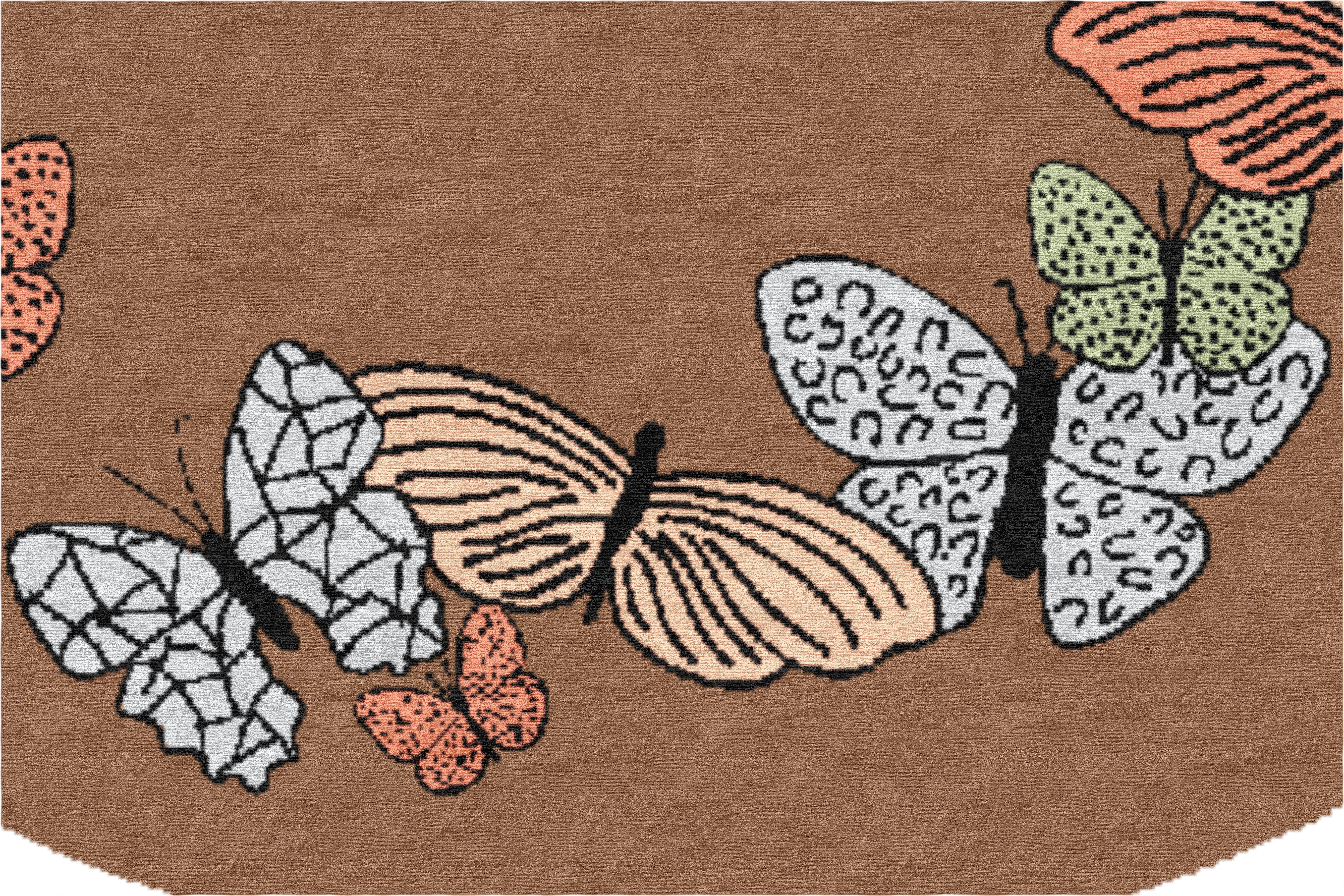 "Spirit in the Sky" - Light Brown Round Butterfly Rug in Wool - image 2