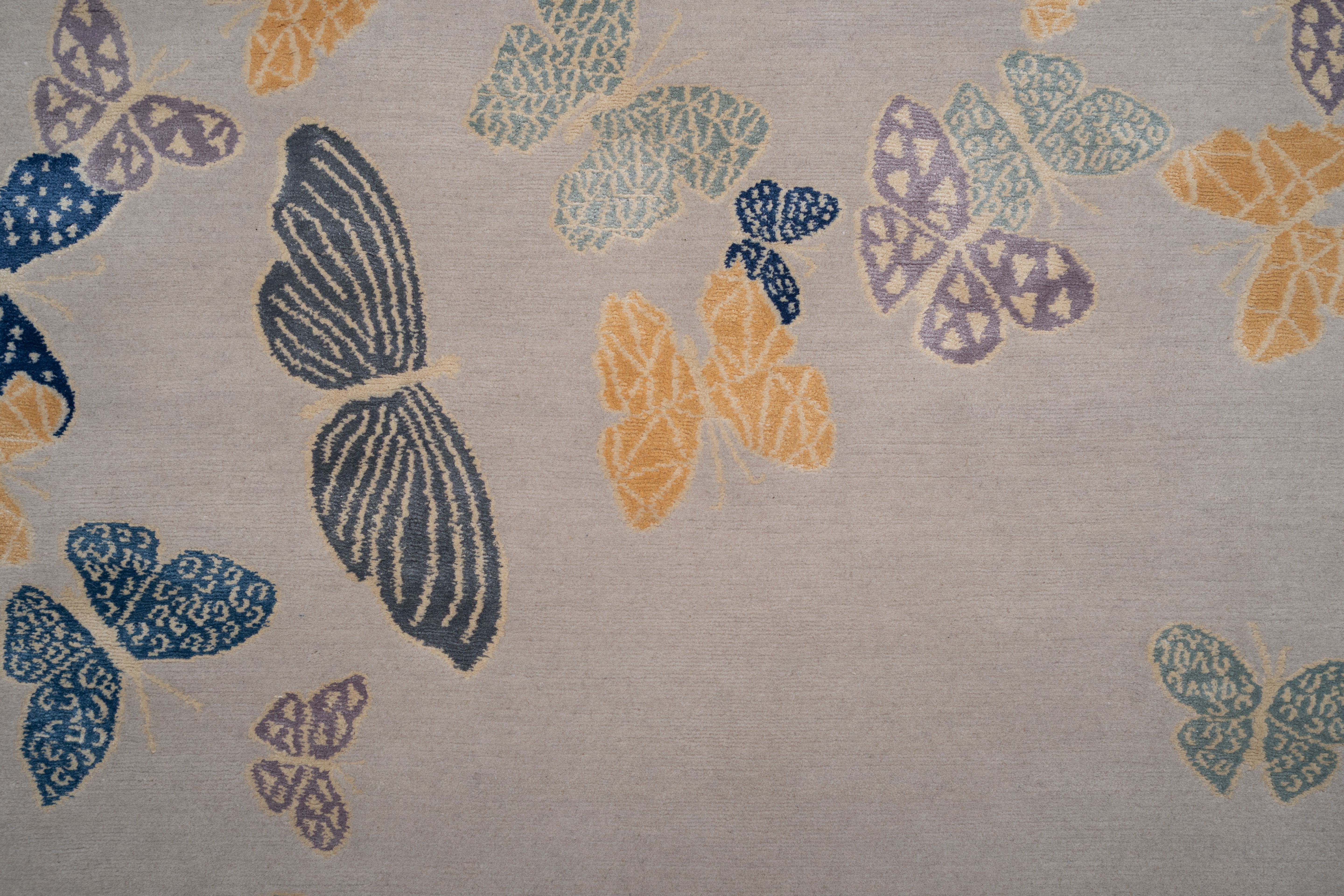 "Spirit in the Sky" - Beige Large Butterfly Rug in Wool and - image 2