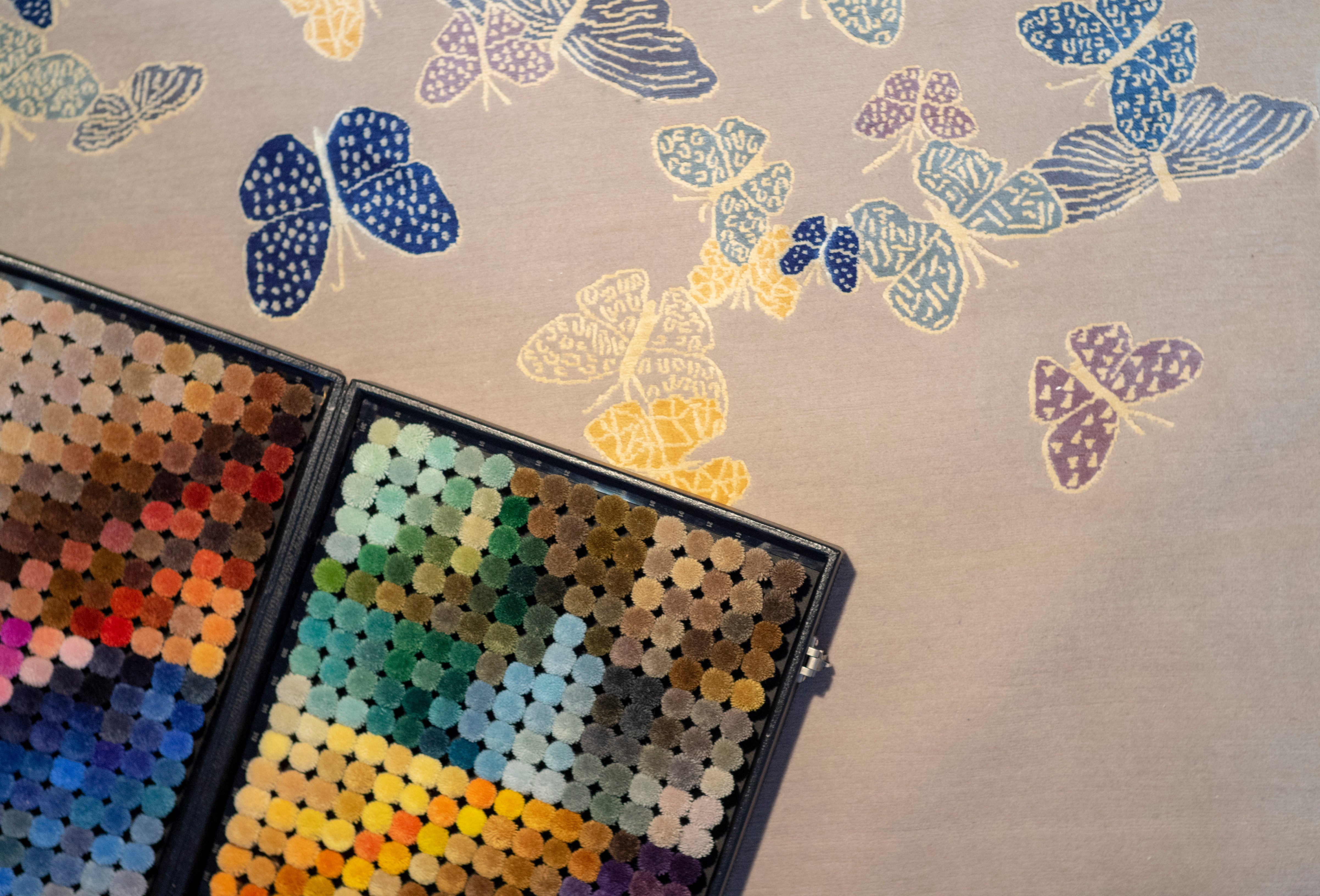 "Spirit in the Sky" - Beige Butterfly Rug in Wool and Silk - image 2