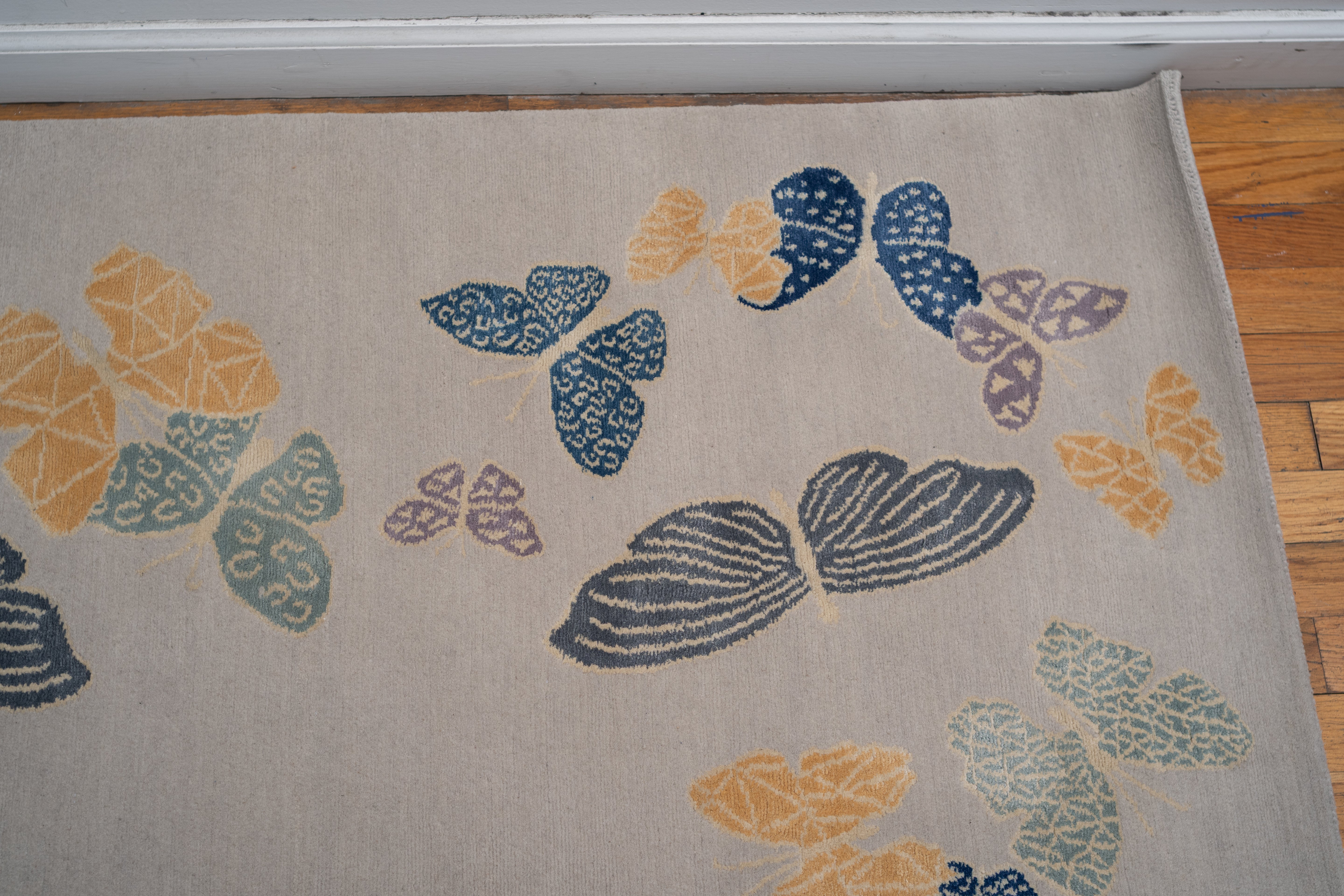 "Spirit in the Sky" - Beige Large Butterfly Rug in Wool and - image 5