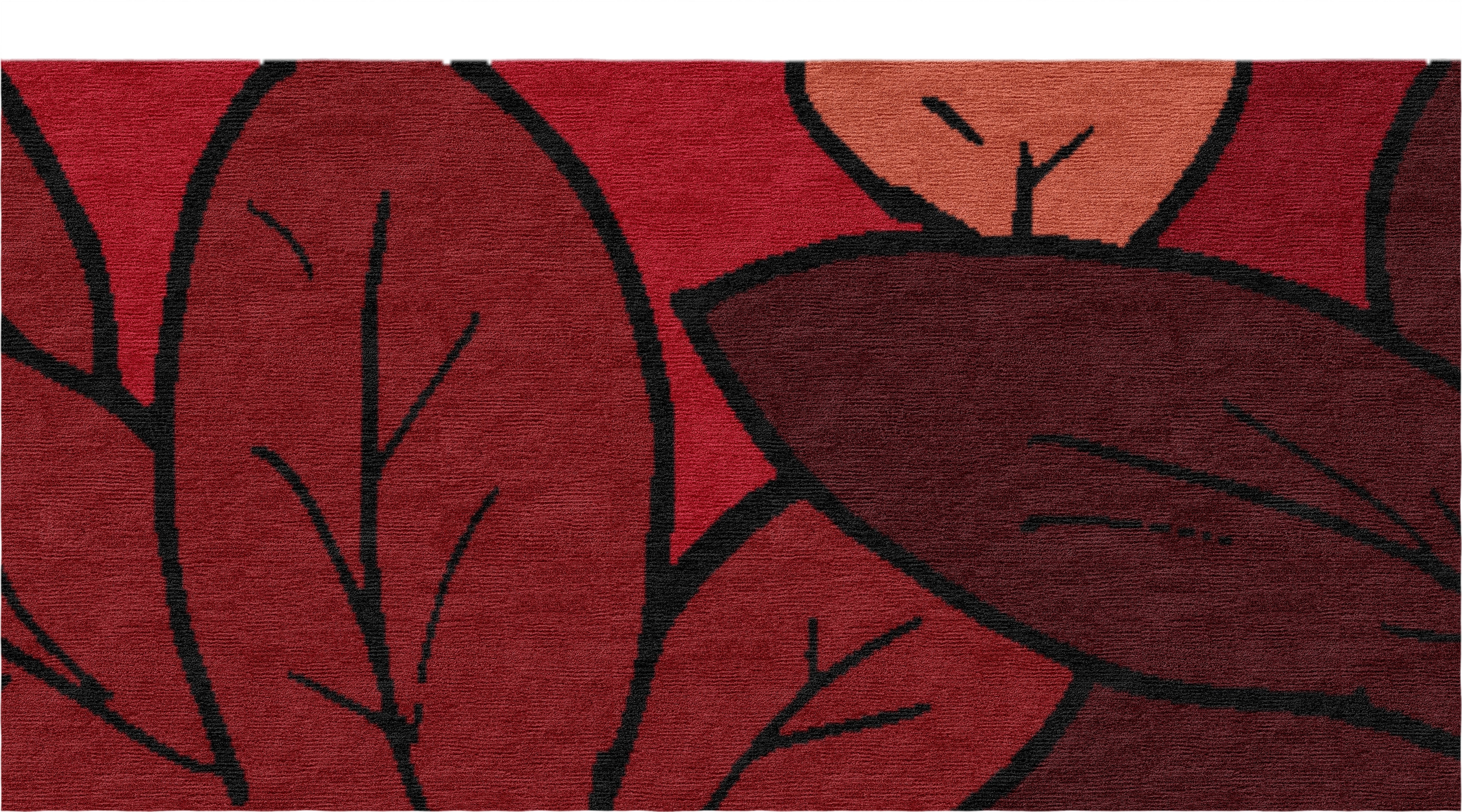 "The Turn" - Autumn Leaves L-Shaped Hand-Knotted Wool Runner - image 4