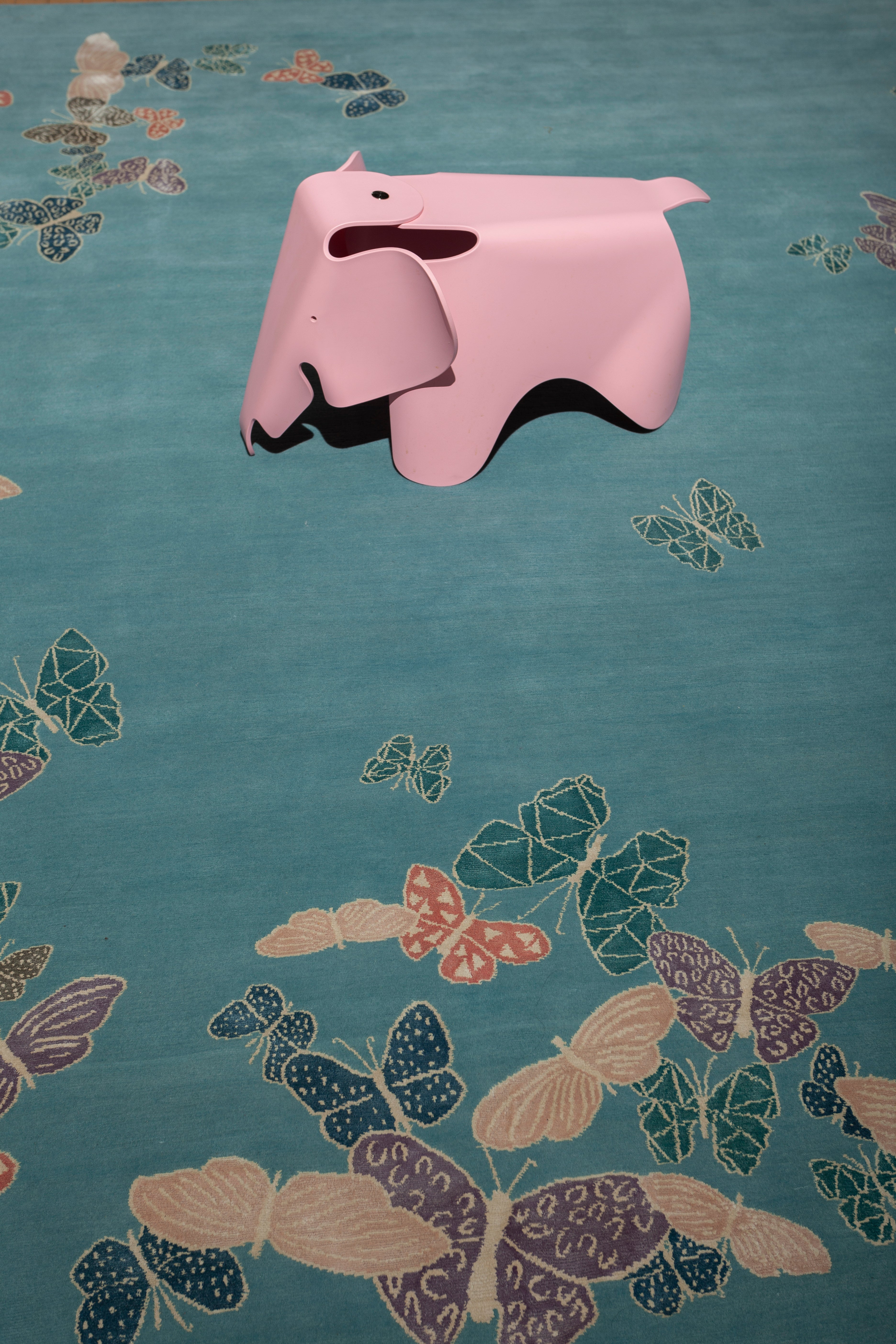 "Spirit in the Sky" - Aqua Butterfly Rug in Wool and Silk - image 6