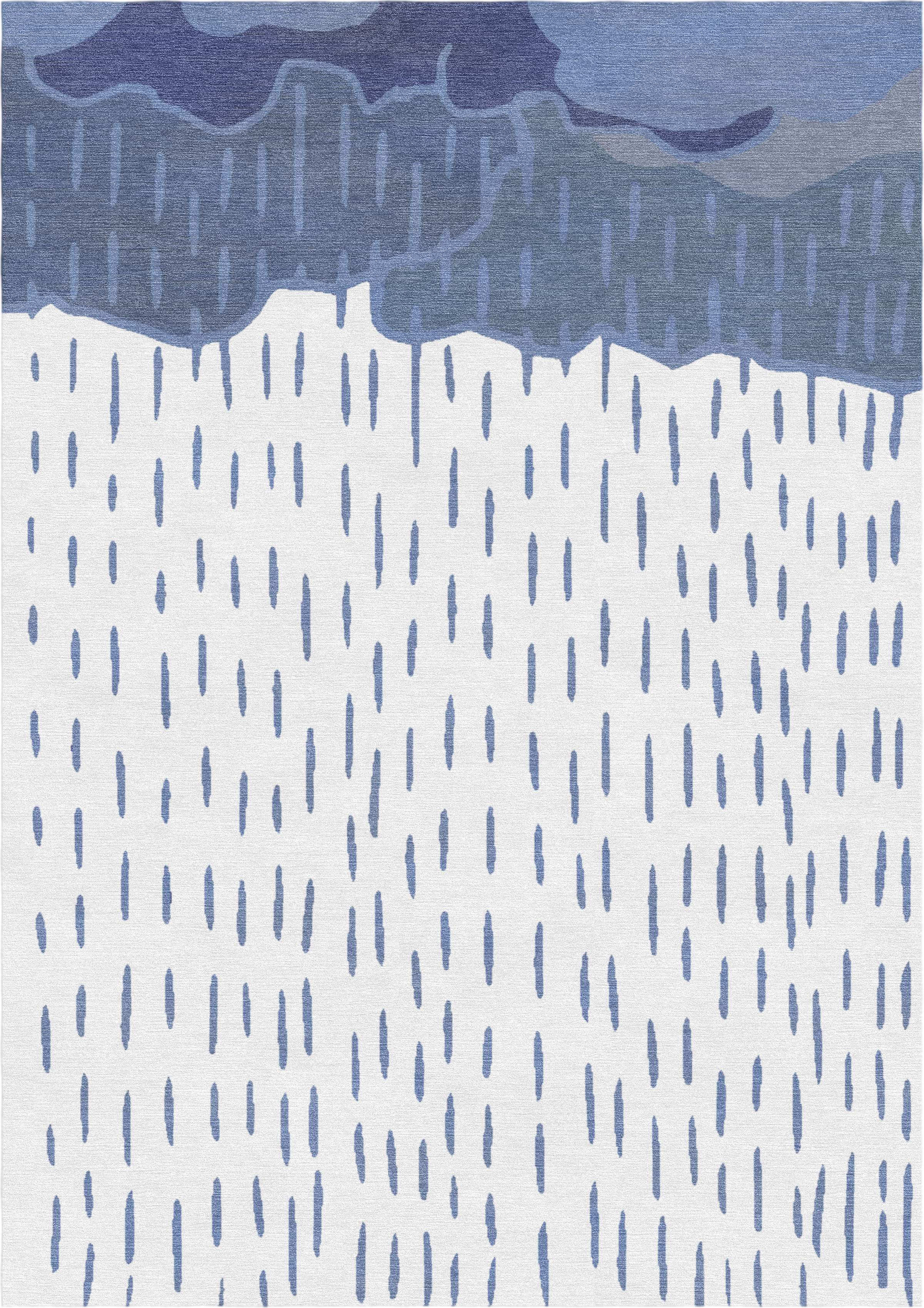 "Pioggia" - White Handmade Wool Rug, Rain Collection - image 5