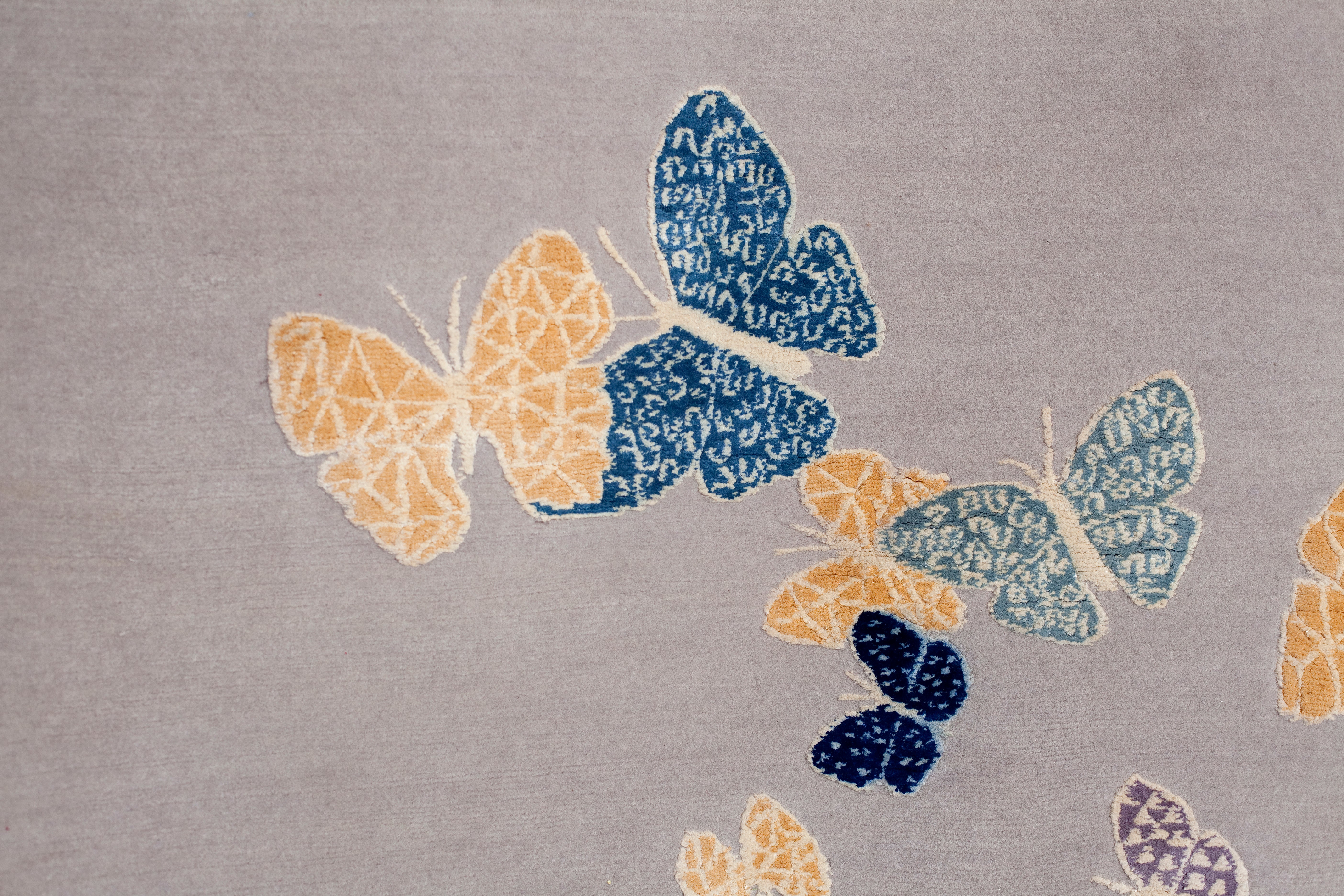 "Spirit in the Sky" - Beige Butterfly Rug in Wool and Silk - image 8