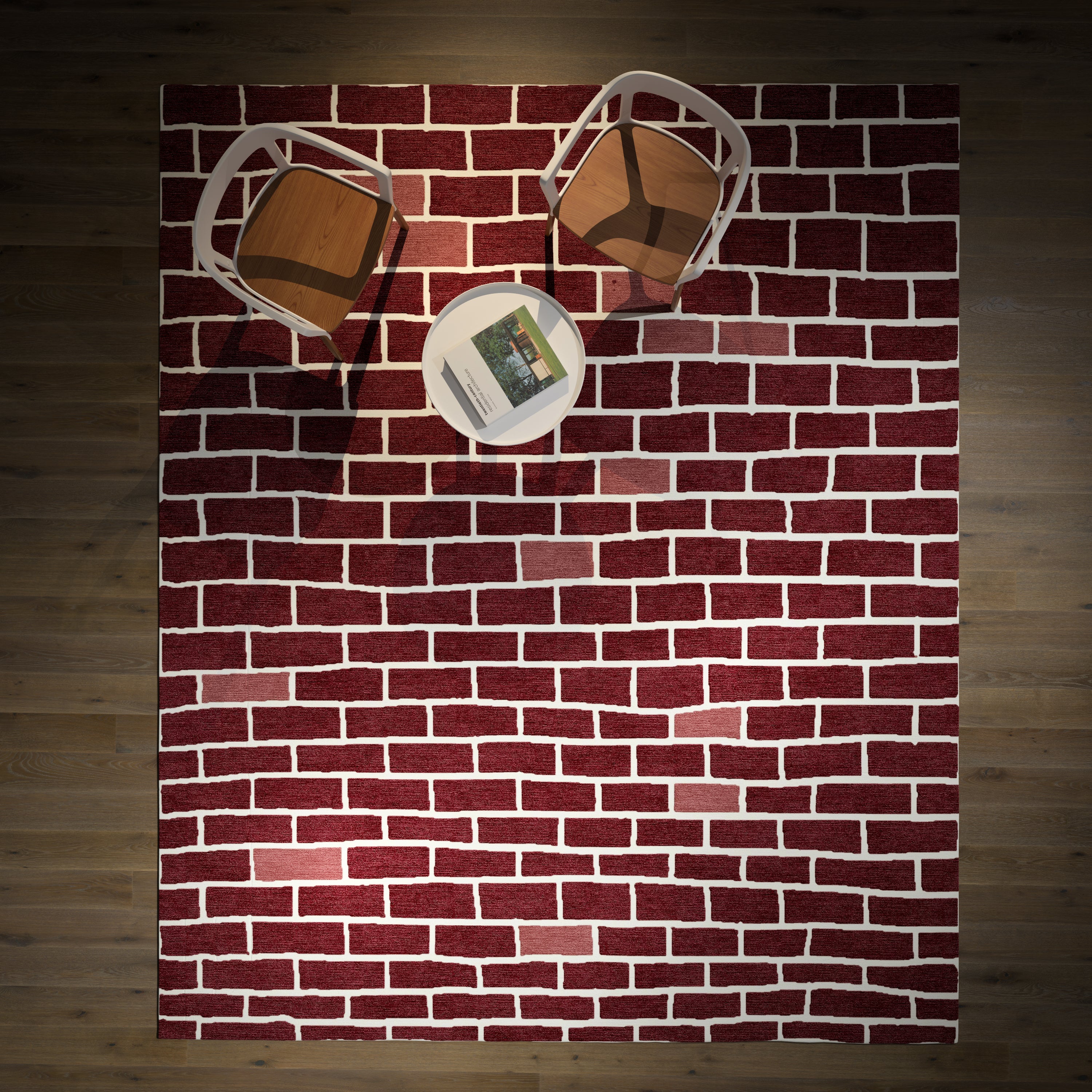 Brick Wall - Dark Red Handmade Nepalese Wool Rug, Secret Gardens - image 2