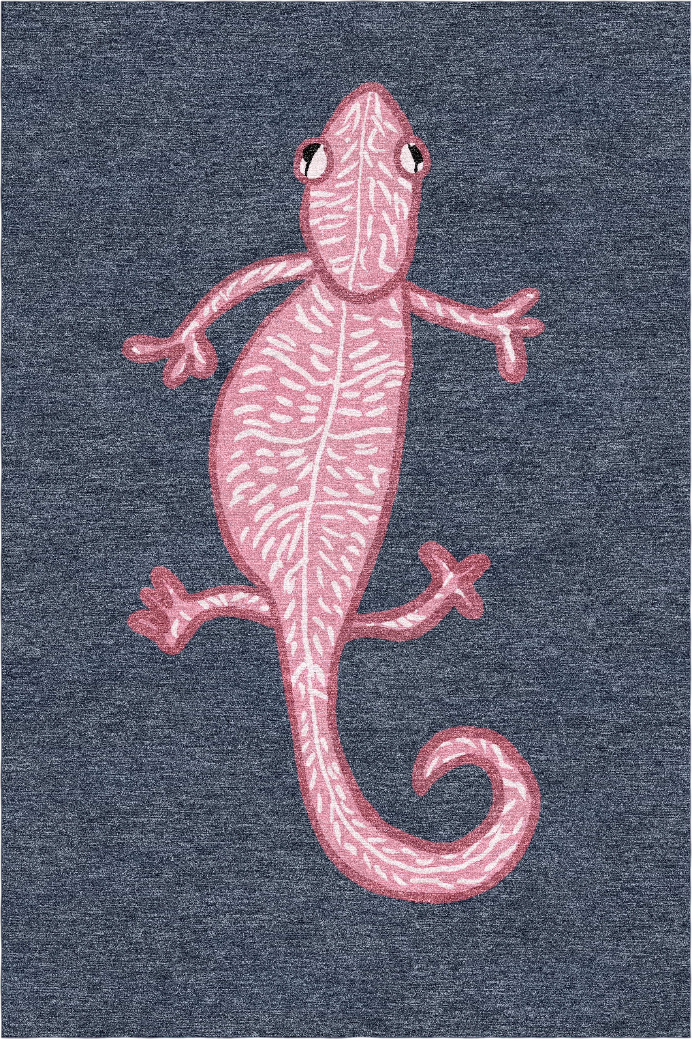 "Wall Watcher" - Steel Blue and Pink Handmade Wool Rug, Wall - image 4