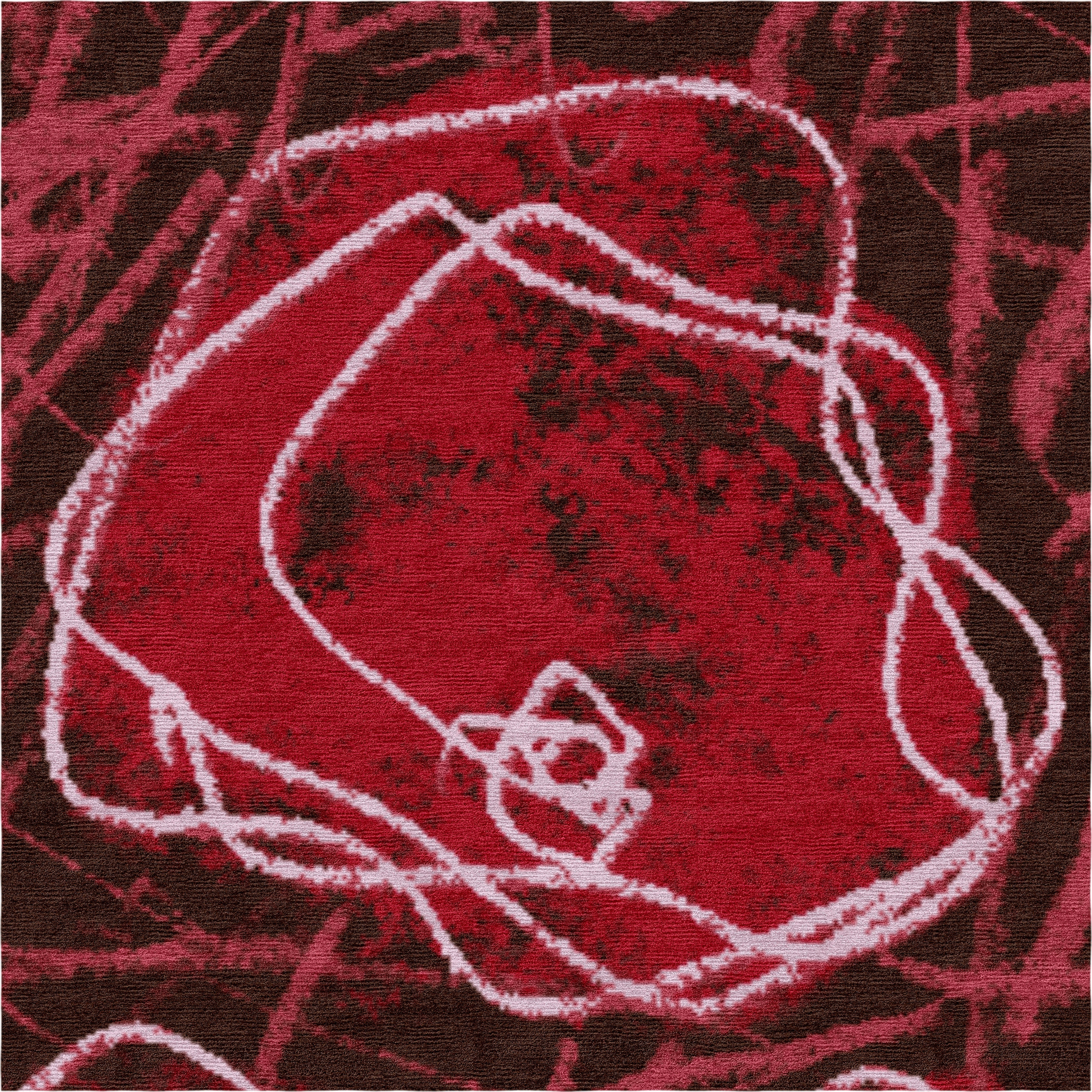 "Room for Ritual" - Radiant Red Hand-Knotted Floral Rug in Wool - image 3