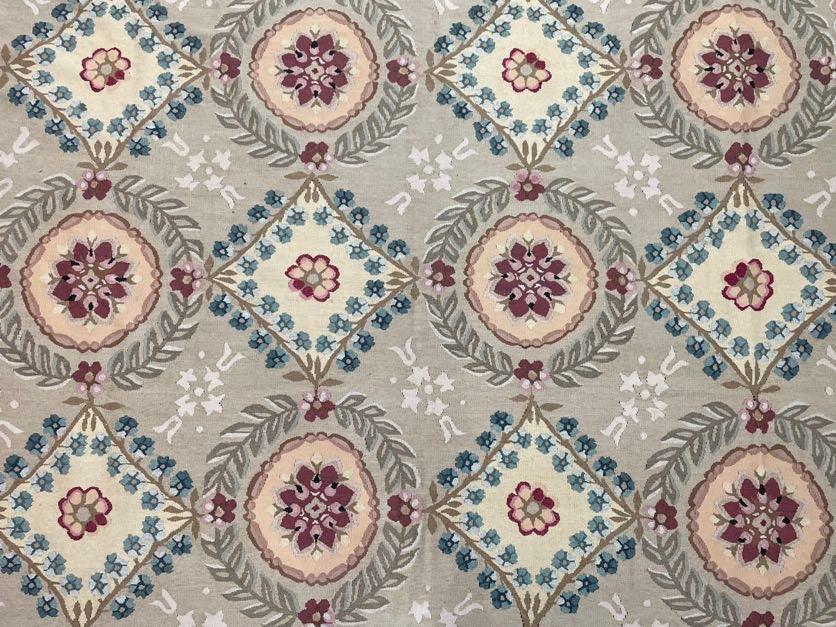 9x13 Needlepoint Carpet, French Design Rug, Hand-Knotted, Brand New Needlepoint Rug 9 x 13, English French European Style, Beige Floral - Jewel Rugs, view 3