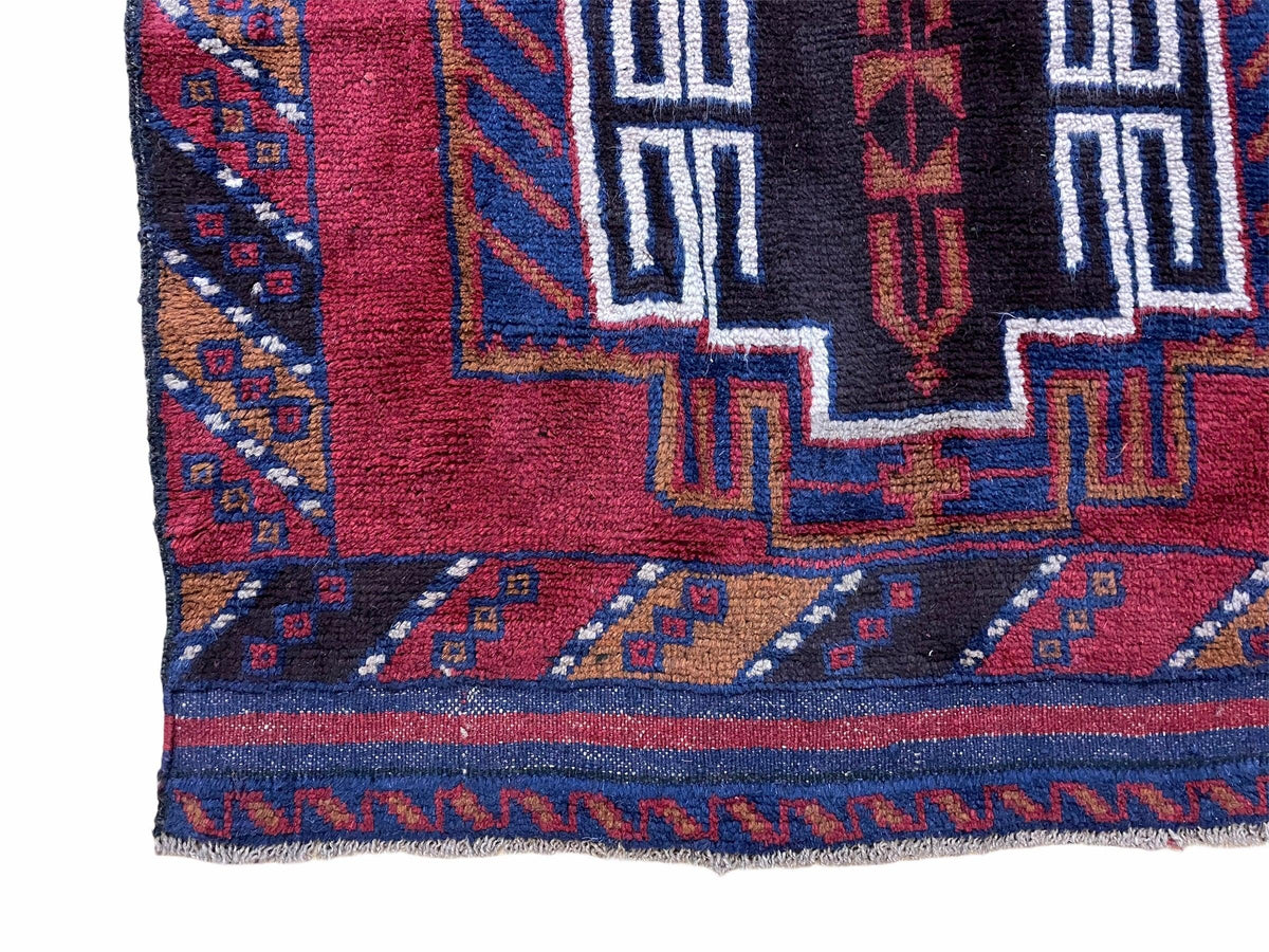3 X 5 Vintage Handmade Tribal Wool Rug Balouchi Rug Afghan Rug Red Beige Nice - Jewel Rugs, view 9