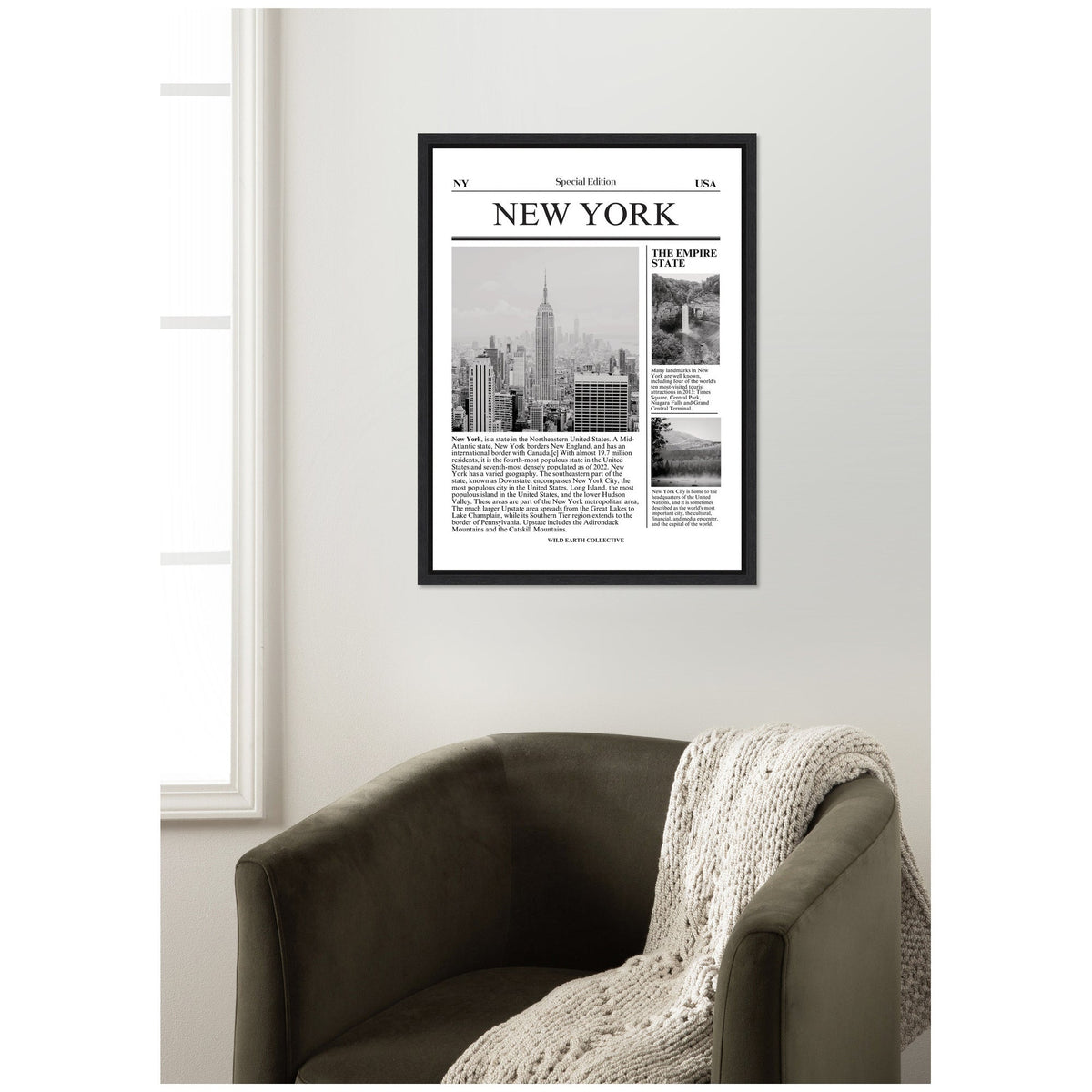 New York Article by Megan Ryan Framed Canvas Wall Art Print