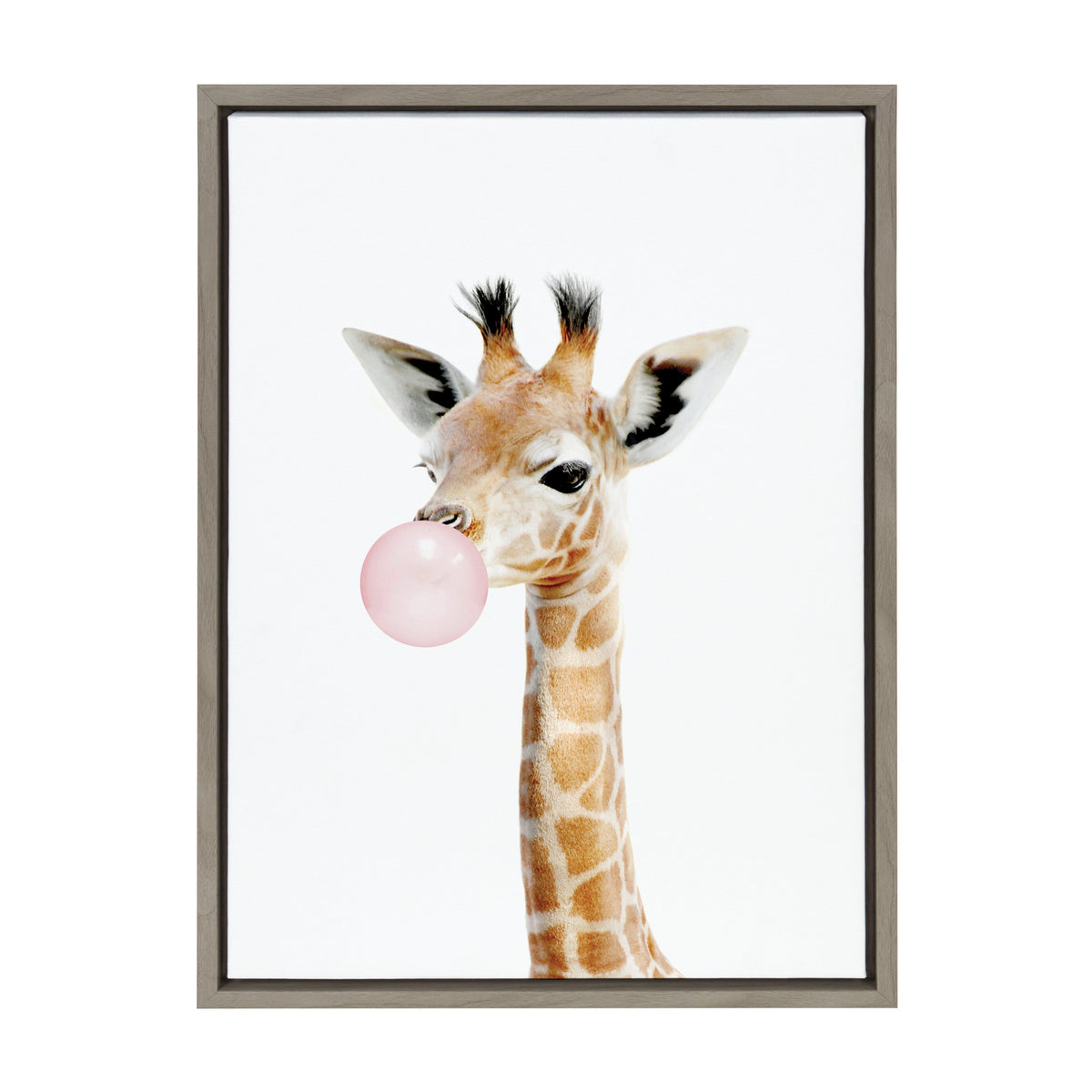 Sylvie Bubble Gum Giraffe Framed Canvas by Amy Peterson Art Studio