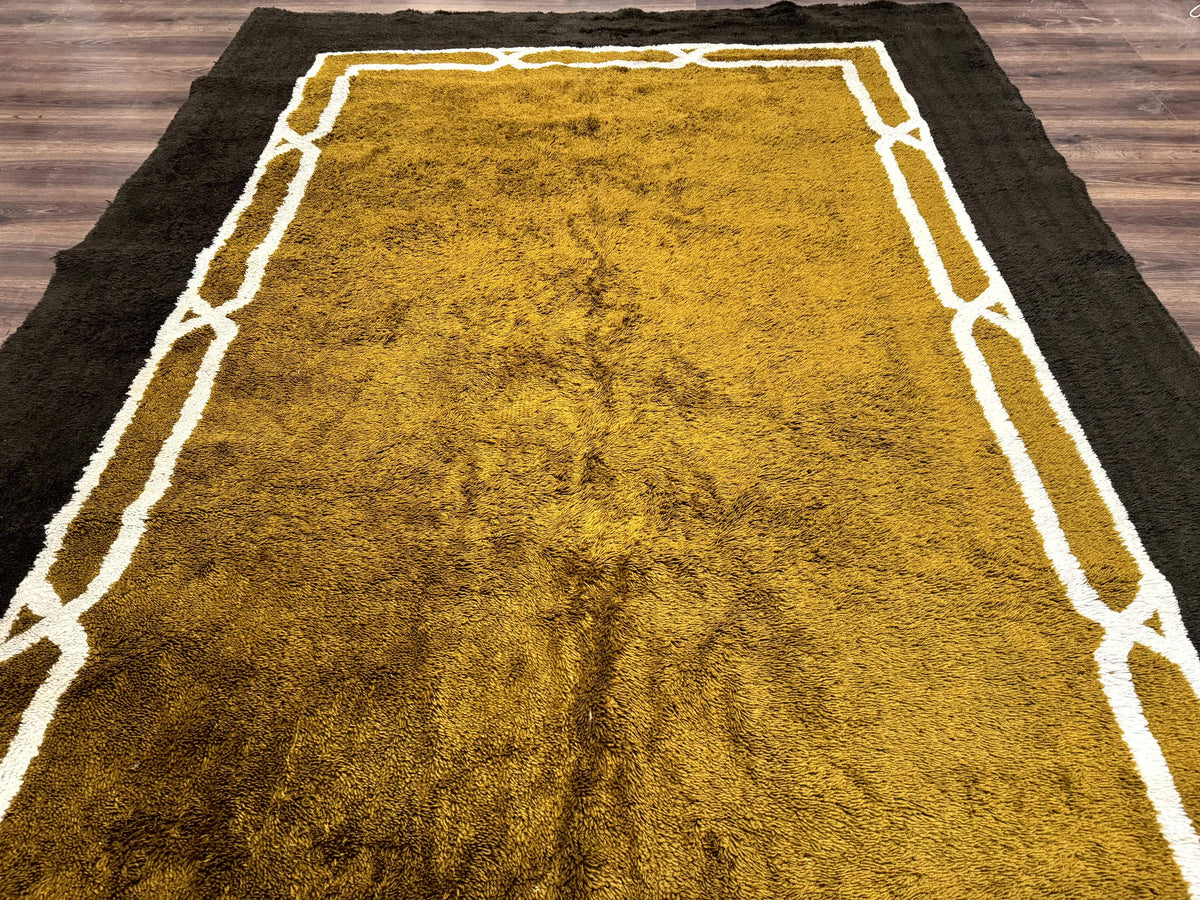 Mid Century Shag Rug 8x11, Large Vintage Shag Rug, Open Field, European Shag Rug - Jewel Rugs, view 5