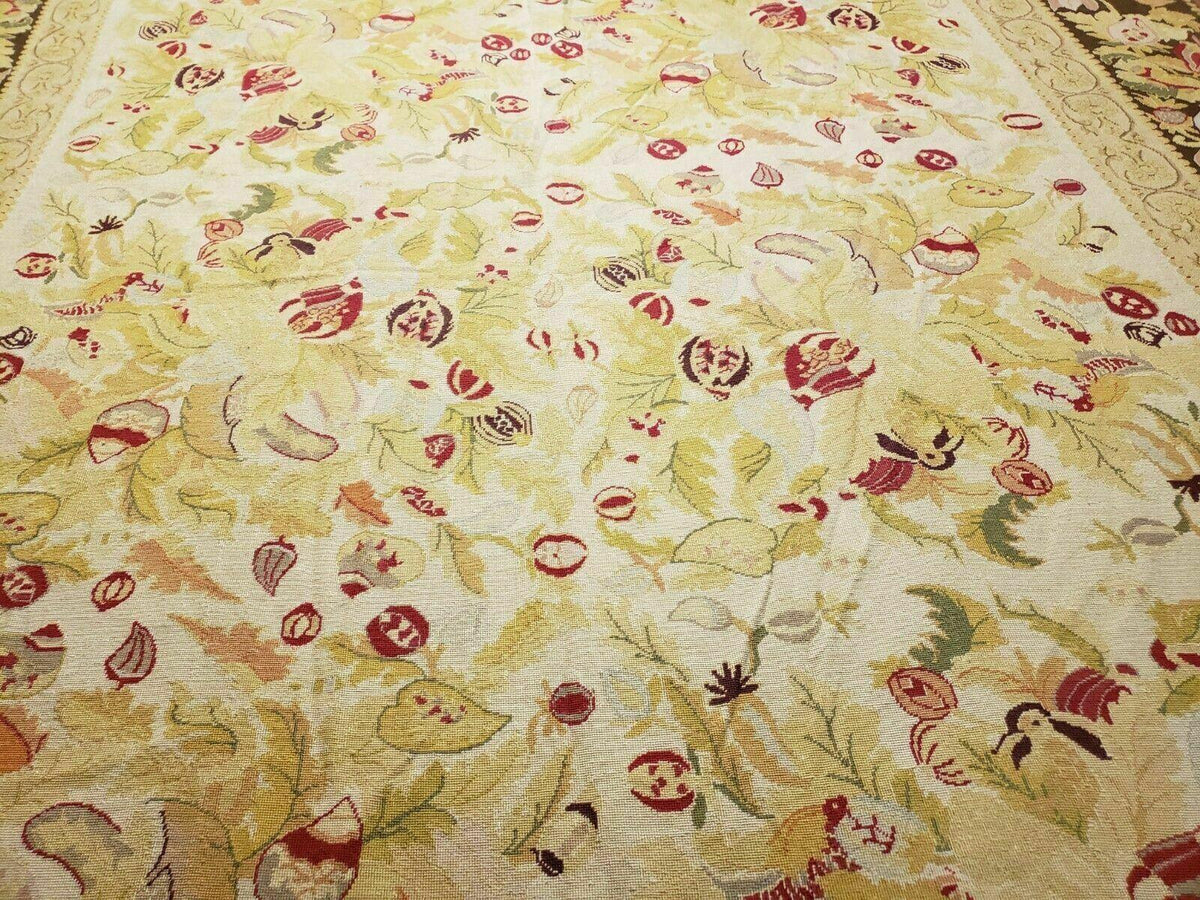 9' X 11' Handmade Chinese Needlepoint Wool Floral Rug Carpet Rose Garden Chic - Jewel Rugs, view 13