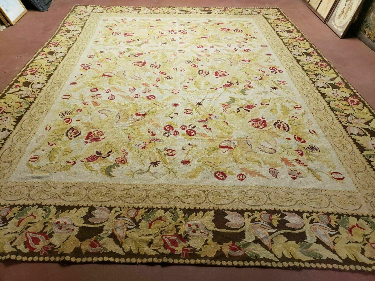 9' X 11' Handmade Chinese Needlepoint Wool Floral Rug Carpet Rose Garden Chic - Jewel Rugs, view 2