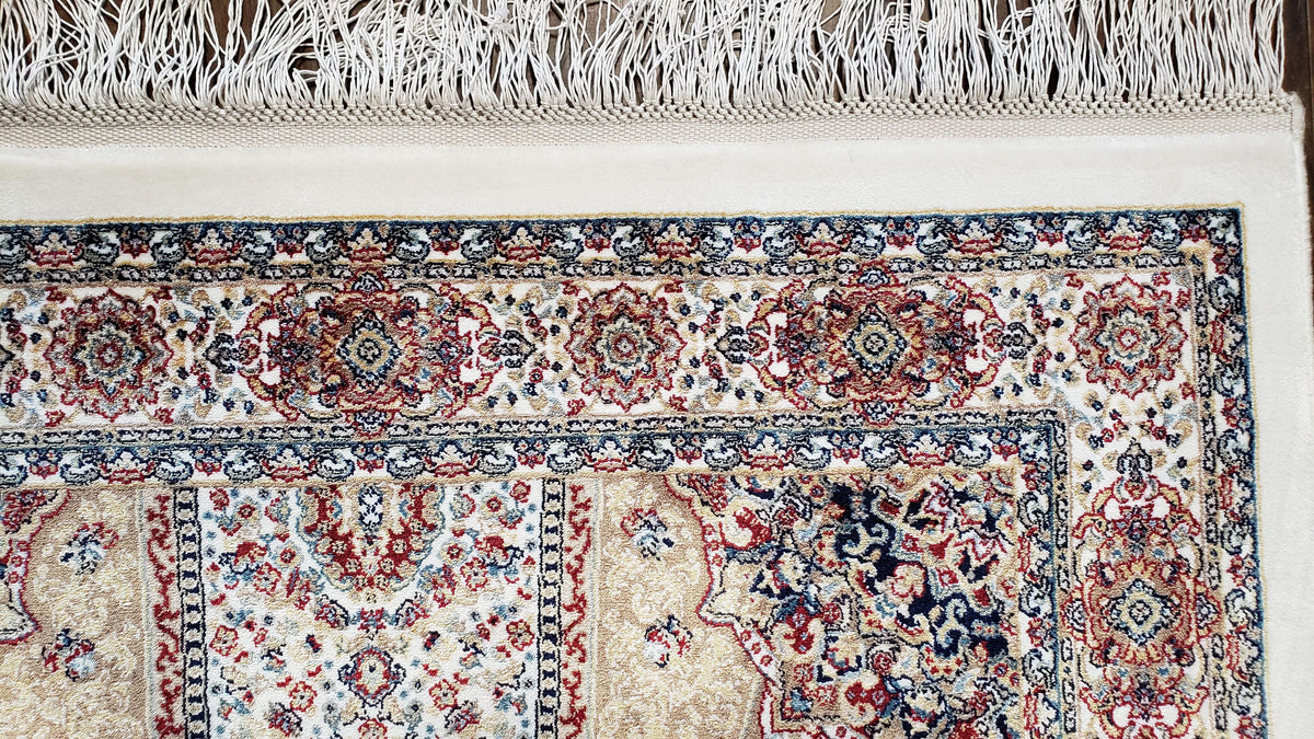 Beige & Cream Small Turkish Silk Rug, Bamboo Silk, Power-Loomed, Persian Design, High Quality, Soft Accent Rug, 3x5 ft, 2' 8" x 4' 11" - Jewel Rugs, view 6