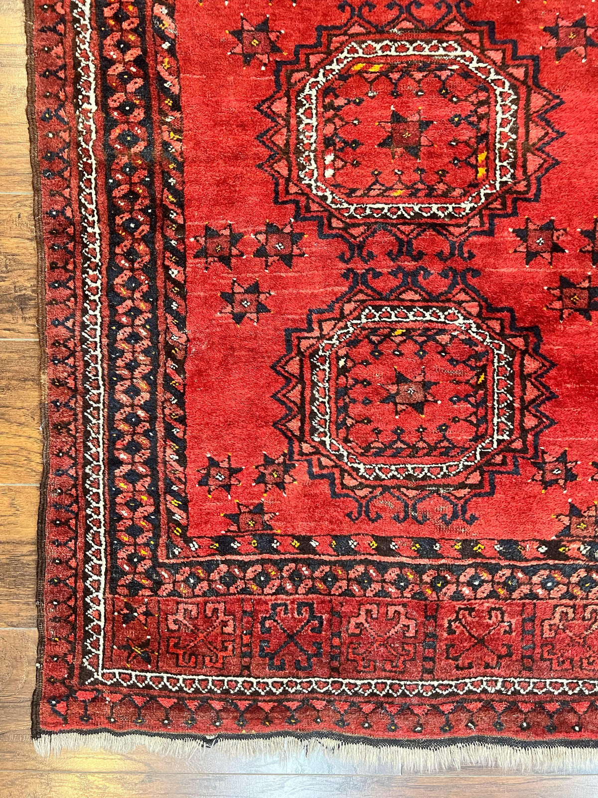 Afghan Rug 3x6, Semi Antique Vintage Oriental Carpet, Wool Handmade Red Rug, Tribal Rug, Afghan Beshir Rug - Jewel Rugs, view 9