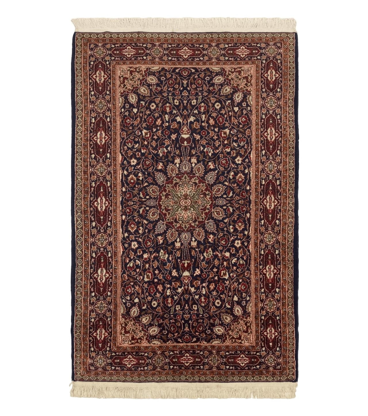 Indo Kashmiri Rug 3x5, Navy Blue, Very Fine 400 KPSI, Pair B - Jewel Rugs