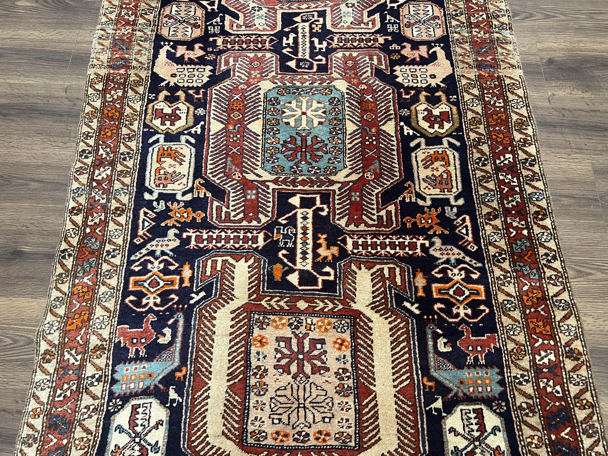 Persian Ardabil Wide Runner Rug 4x10 - Geometric Medallions & Animal Pictorials - Jewel Rugs, view 13