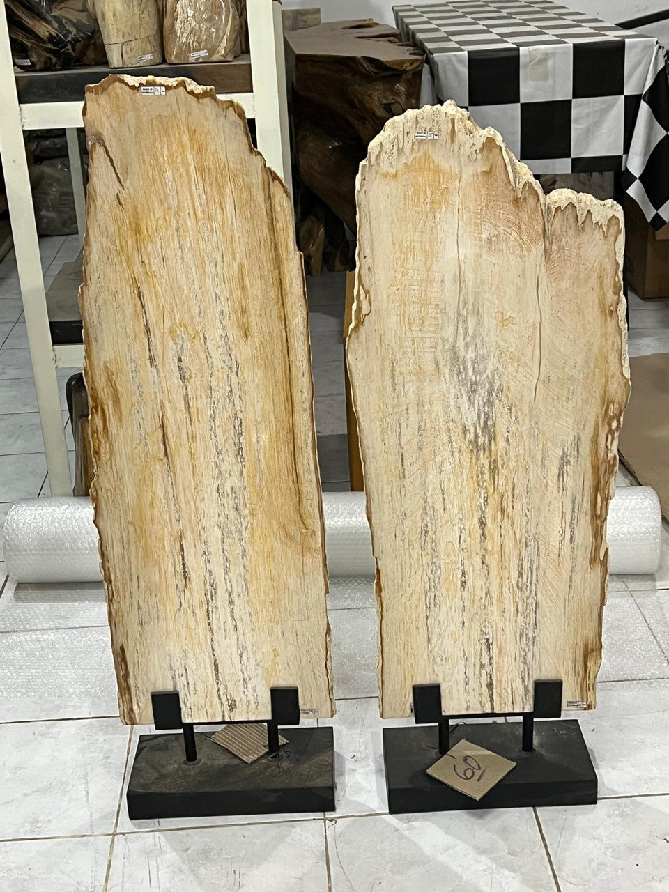 Approx. 30-40 Inches High Petrified Log Fossil with Stand Off White ( Size Vary)