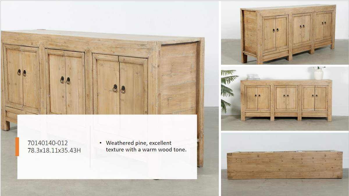 Antique six doors sideboard (Size and finish vary Approx 80"-90" long)