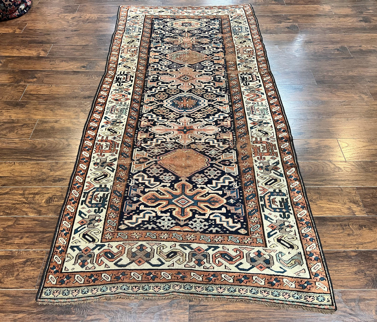 Antique Persian Tribal Runner Rug 4.6 x 9.8, Kurdish Runner, Rug for Hallway or Kitchen, 1920s Carpet, Wool Handmade Rug - Jewel Rugs, view 13