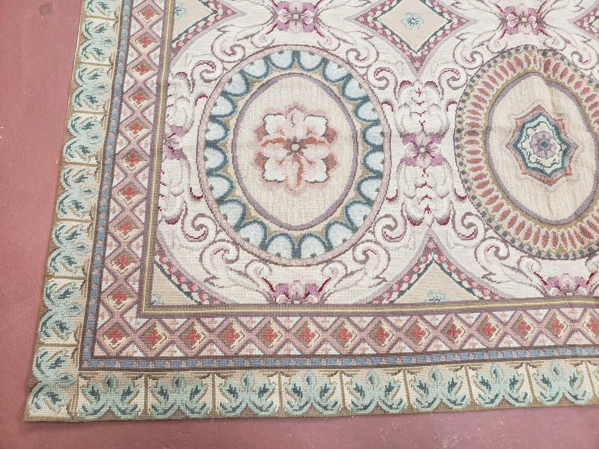 New Needlepoint Rug, 6x9 Needlepoint Carpet, Flatweave Rug, Vicotorian French European English Decor, Elegant Rug for Living Room, Handmade - Jewel Rugs, view 9