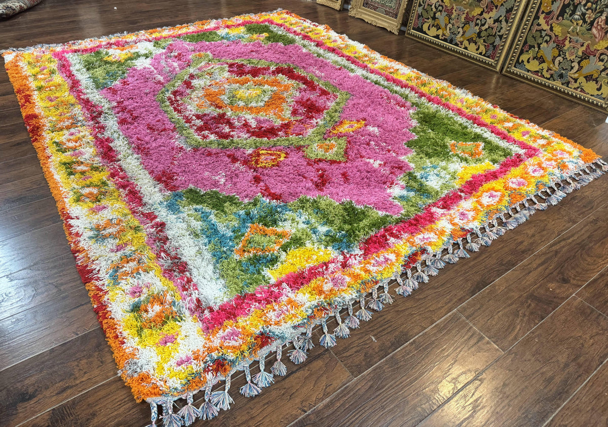 Colorful Shag Rug 8x10, Fuchsia and Multicolor - Jewel Rugs, view 13