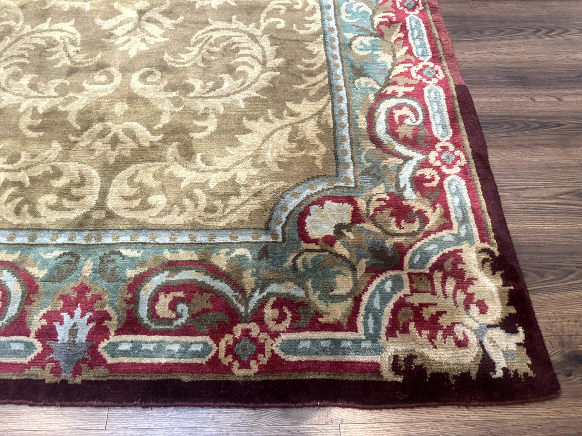 Tibetan Aubusson Rug 6x9, Gold-Beige, Soft Wool Pile, Handmade - Jewel Rugs, view 10
