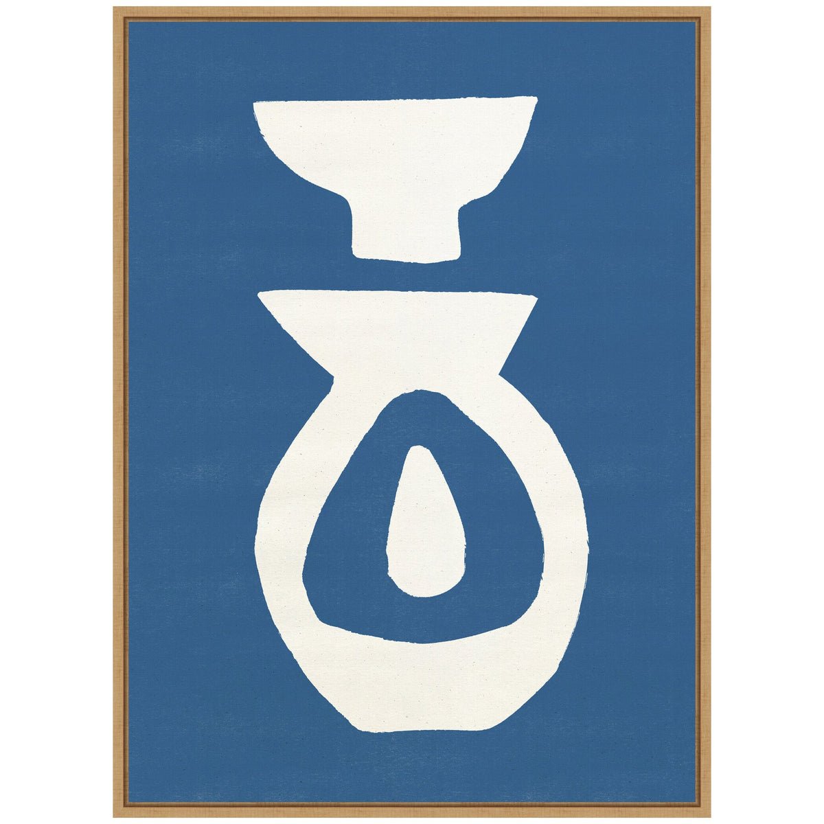 Sylvie Ceramic Blue Beige 1 Framed Canvas by Rocket Jack