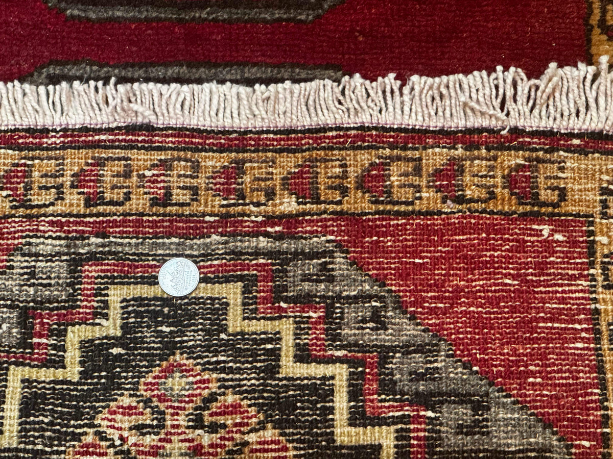 Small Antique Turkish Yastik Rug 2x3, Double Medallions, Geometric, Red, Wool - Jewel Rugs, view 11