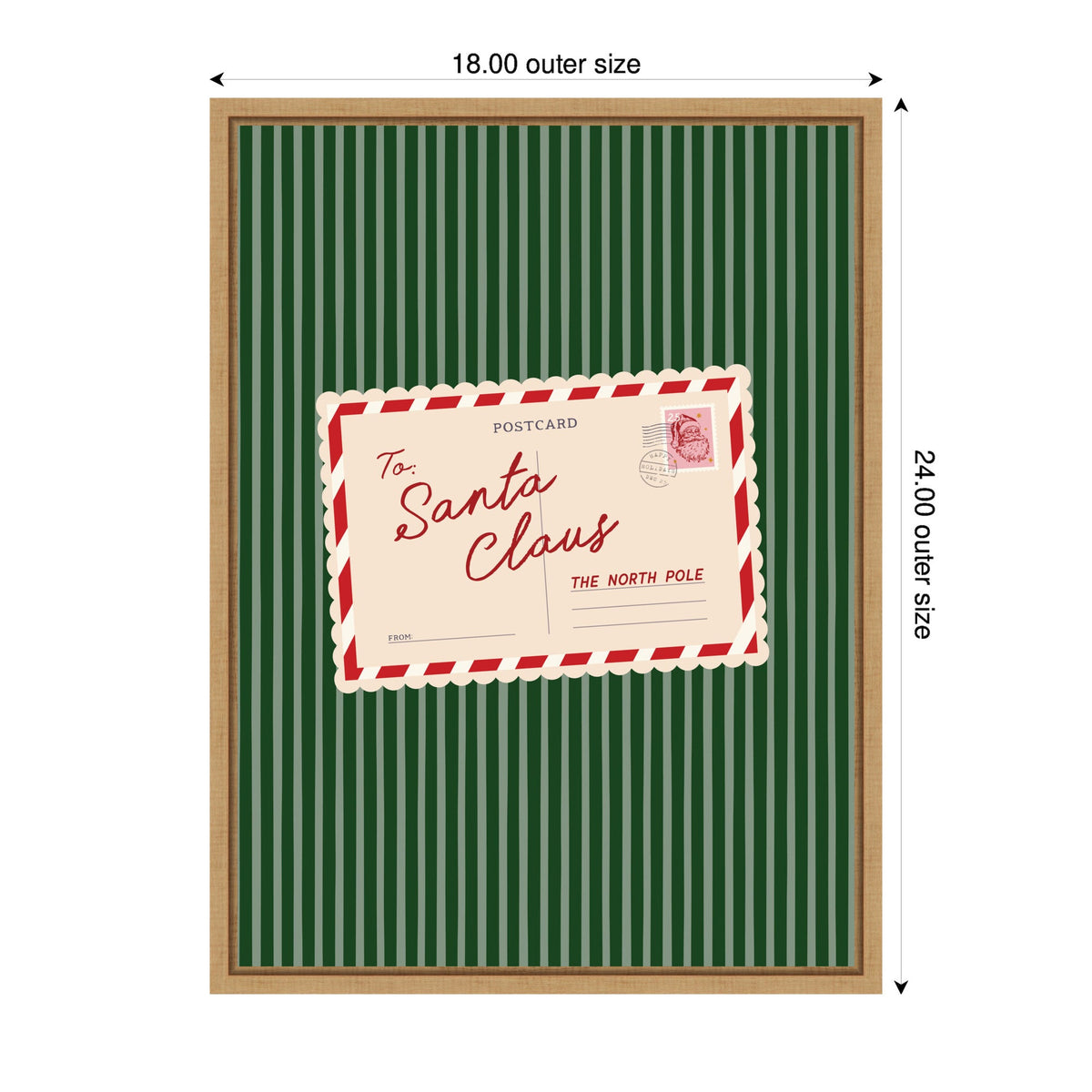 Retro Santa Claus Postcard by Lucky Guava Framed Canvas Wall Art Print
