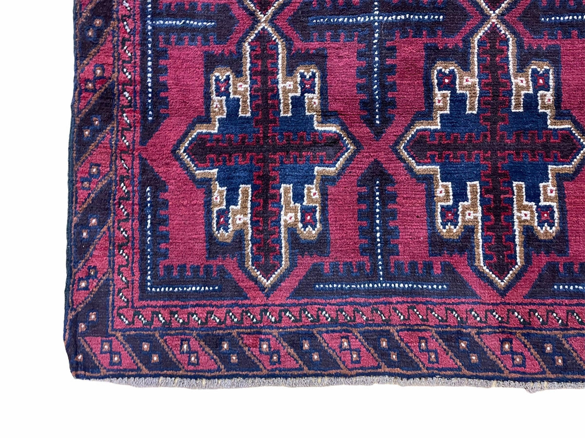3X5 Vintage Handmade Tribal Wool Rug Balouchi Rug Afghan Rug Red Beige Blue Nice - Jewel Rugs, view 9