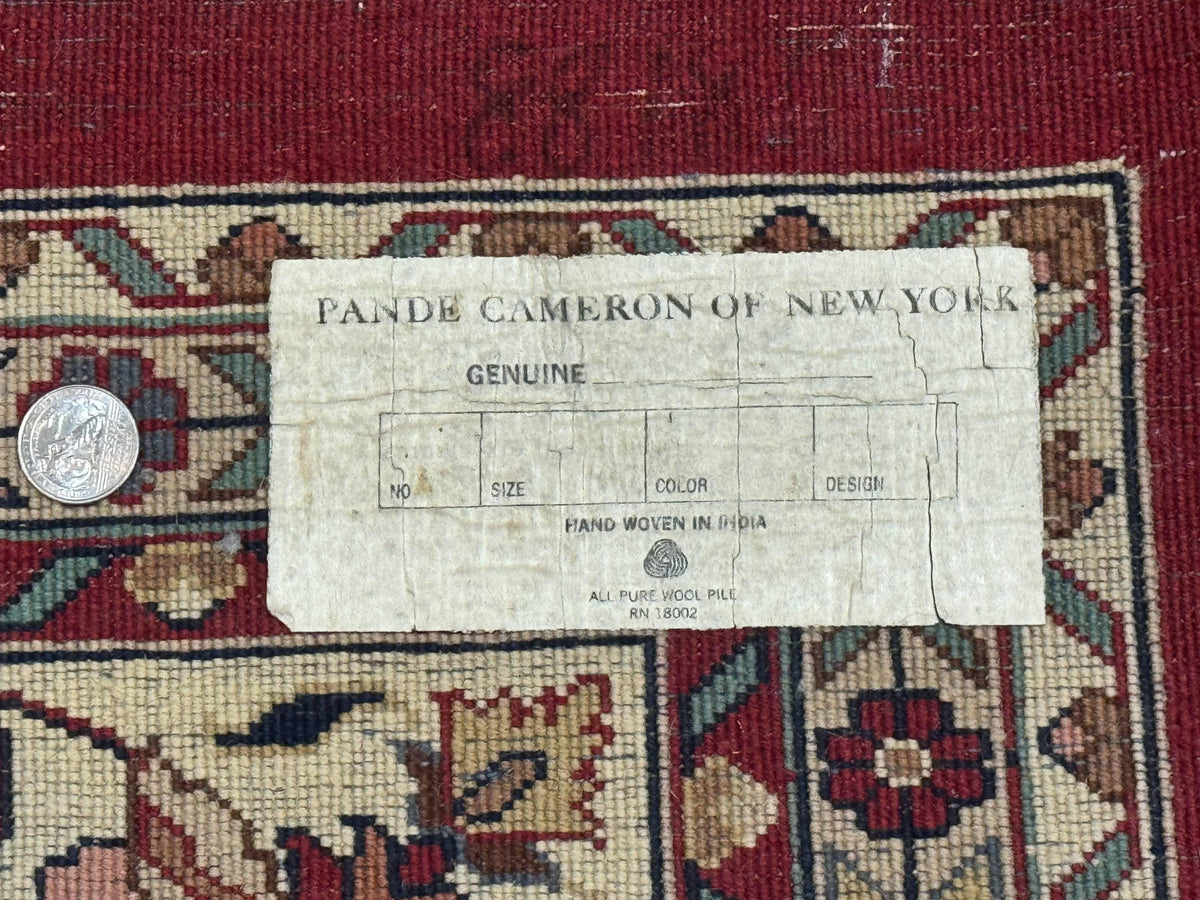 Indo Persian Rug 8x10, Red and Cream, Floral, Pande Cameron - Jewel Rugs, view 11