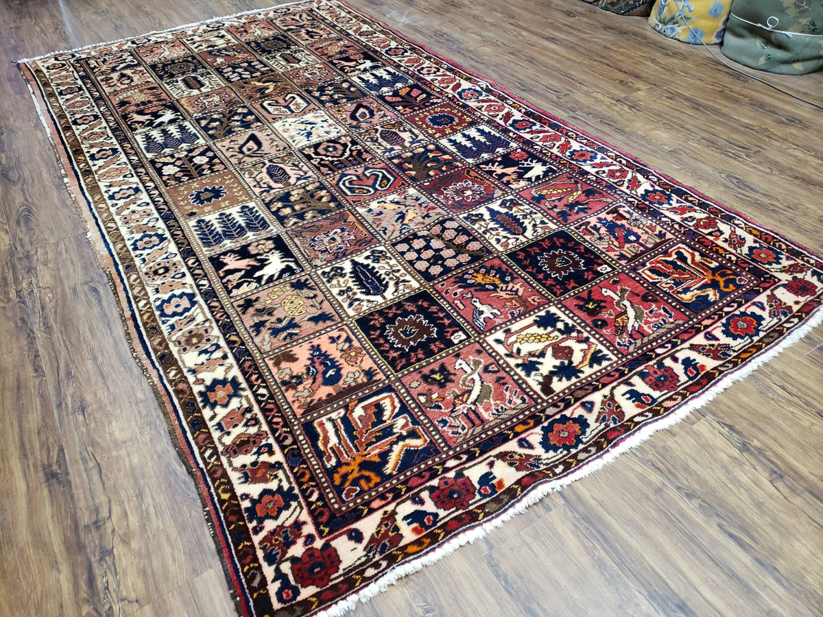 Antique Persian Bakhtiari Rug circa 1920s, Kheshti Panel Design, Wool, Hand-Knotted, 5'3" x 10' - Jewel Rugs, view 13