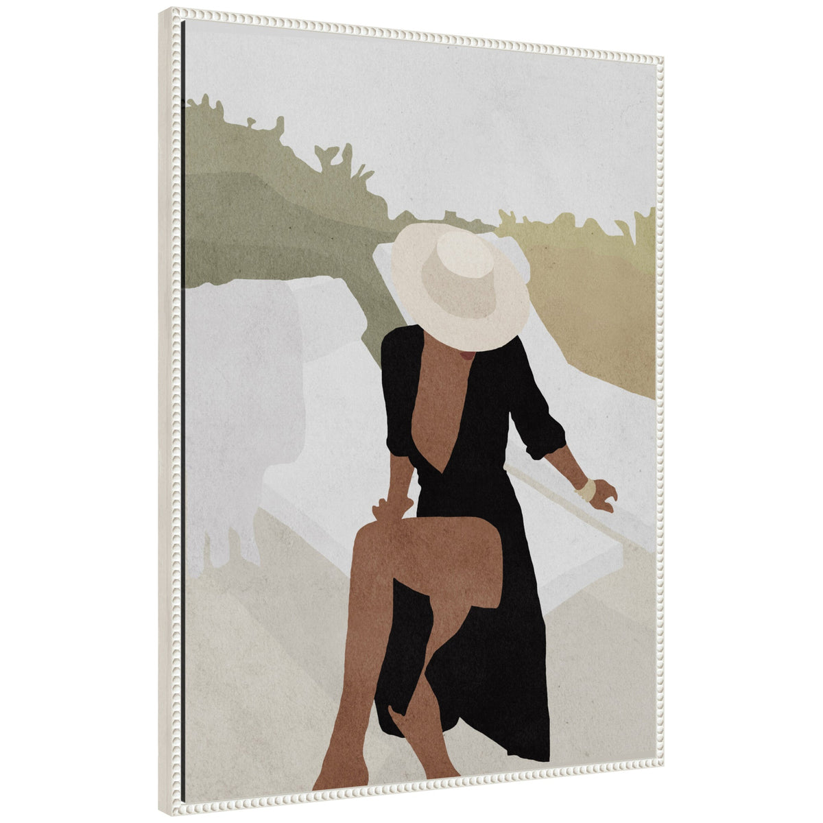 Sylvie Elegant Woman in Hat Framed Canvas by July Art Prints