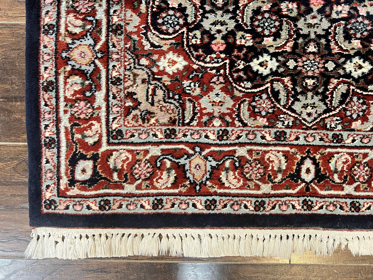 Indo Persian Rug 3x4, Herati Allover Pattern, Midnight Blue and Red, Small Vintage Handmade Wool Rug - Jewel Rugs, view 9