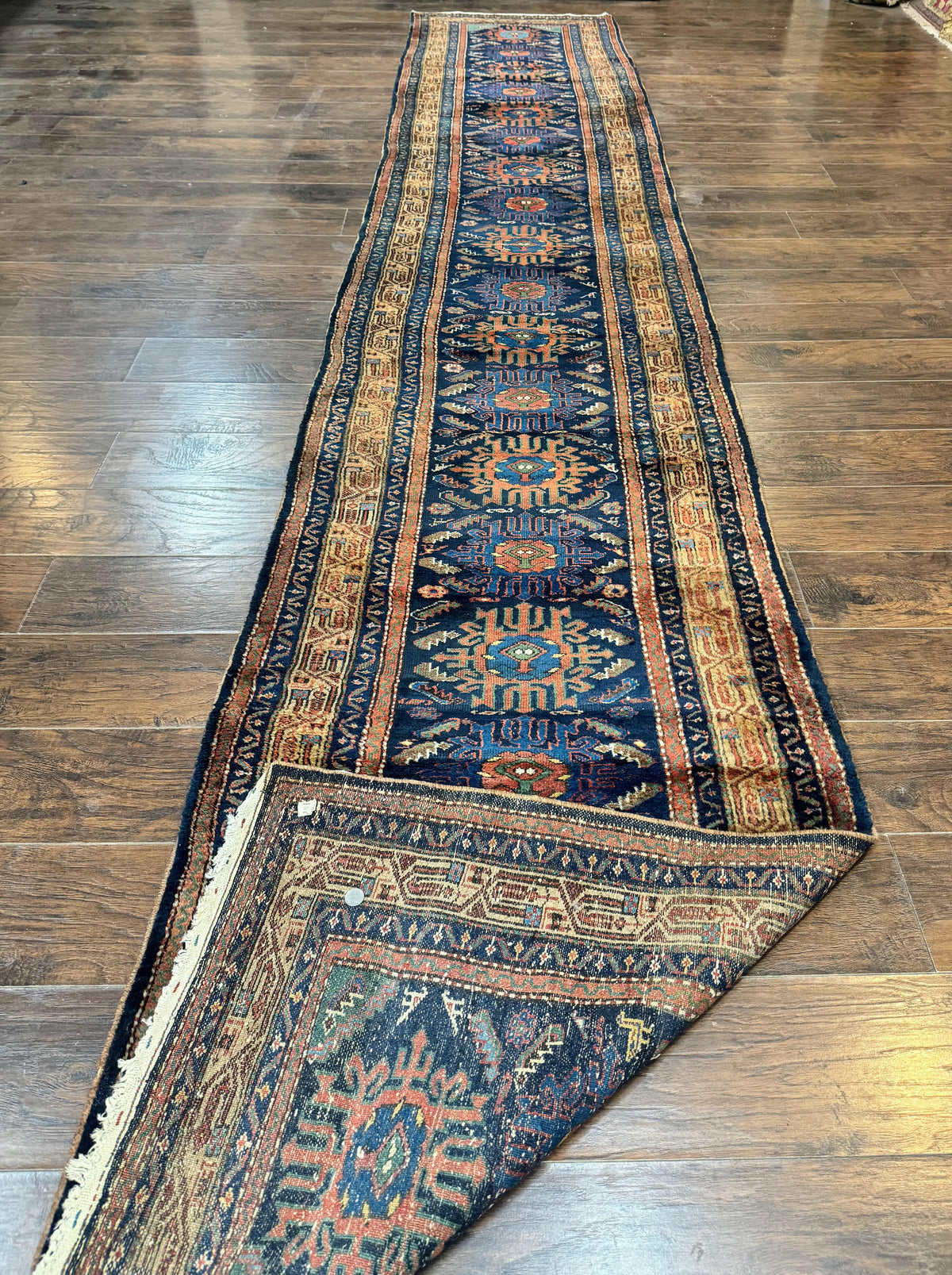 Antique Persian Sarab Runner 3x17, Blue Persian Runner Rug, Long Handmade Wool Carpet for Hallway, Rare, Tribal - Jewel Rugs, view 10