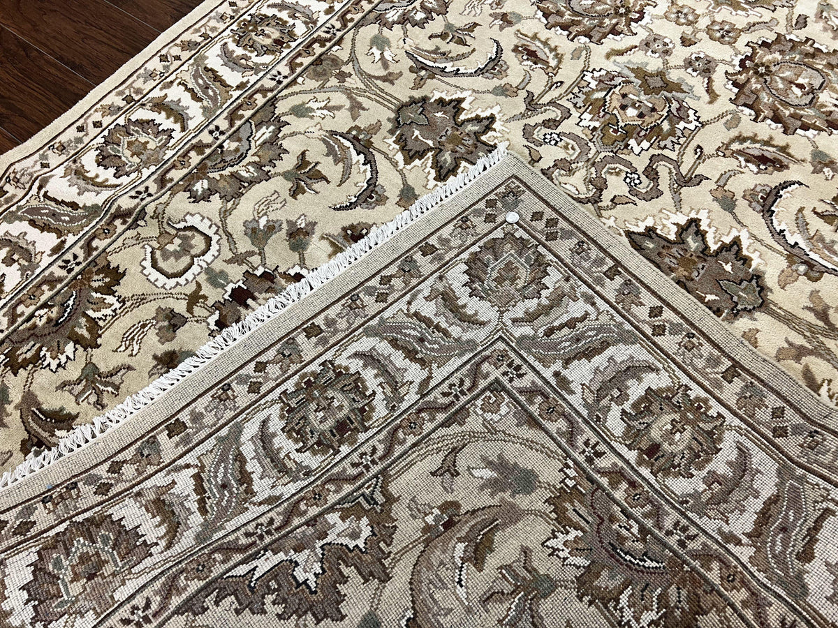 Indo Mahal Rug 6x9, Indian Carpet 6 x 9 ft, Light Green and Ivory, Floral Allover, Wool Oriental Carpet, Traditional Rug, Handmade - Jewel Rugs, view 12