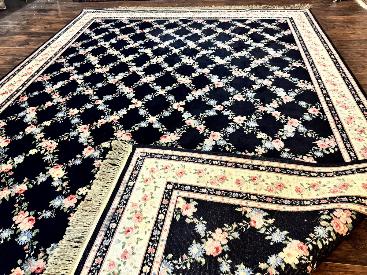 Karastan Rug 8.8 x 12, Garden of Eden #509/1270, Ebony Trellis, Vintage Discontinued Wool Pile Karastan Carpet - Jewel Rugs, view 12