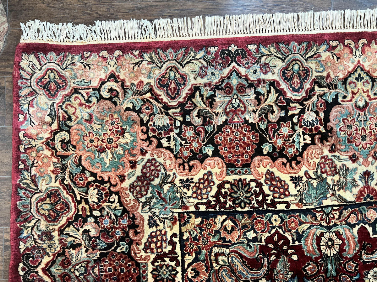 Persian Sarouk Rug 12x17, Wool Hand Knotted Antique Carpet, Dark Red, Traditional Floral Oriental Rug, 12 x 17 Extra Large Handmade Rug - Jewel Rugs, view 6